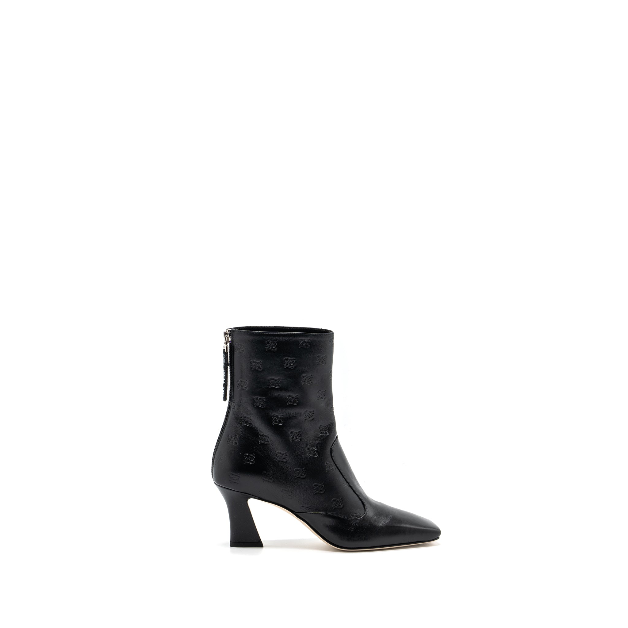 FENDI FF PRINT BOOTS WITH HEEL LEATHER BLACK SHW