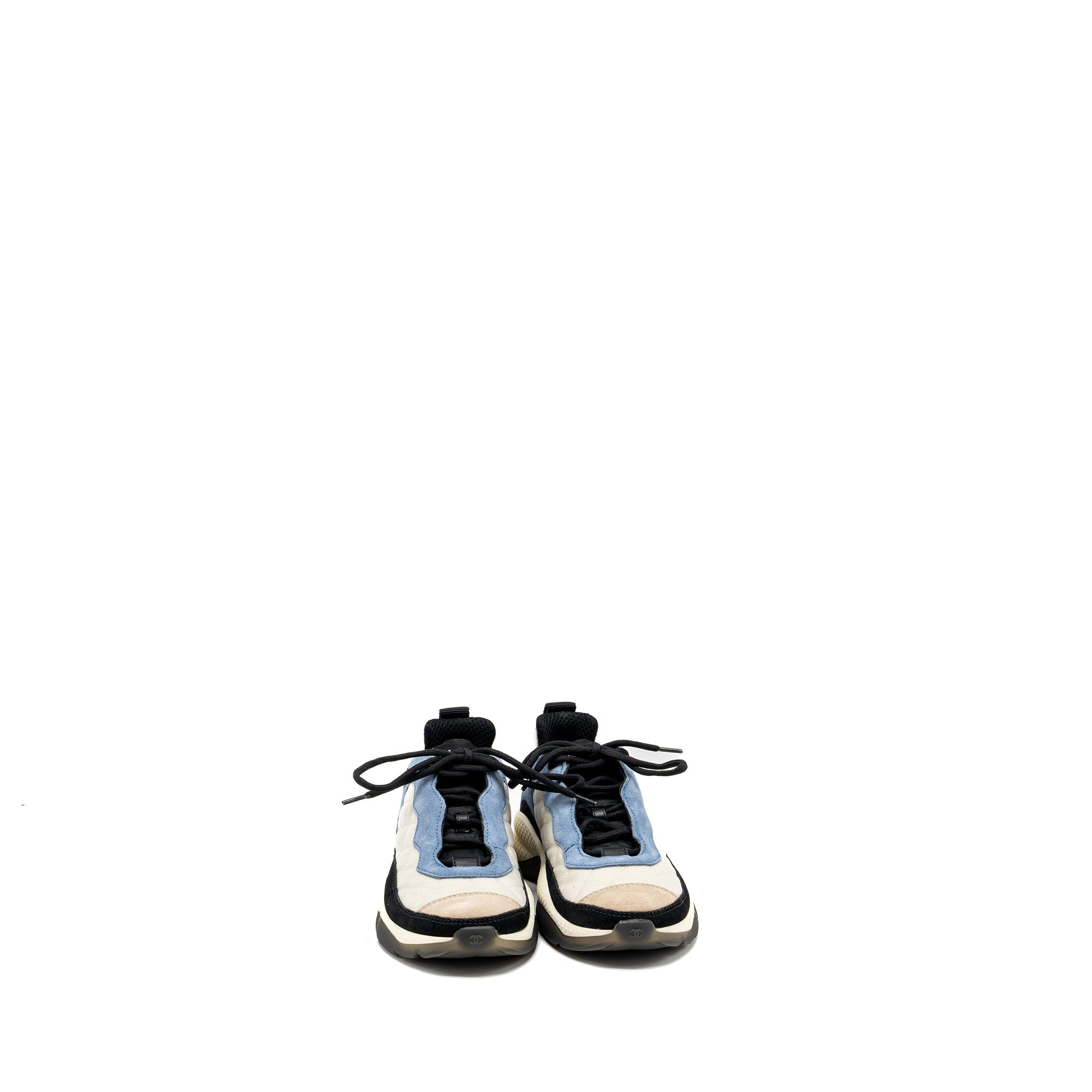 CHANEL SNEAKER SUEDE/CALFSKIN LIGHT BEIGE/BLUE MULTICOLOUR
