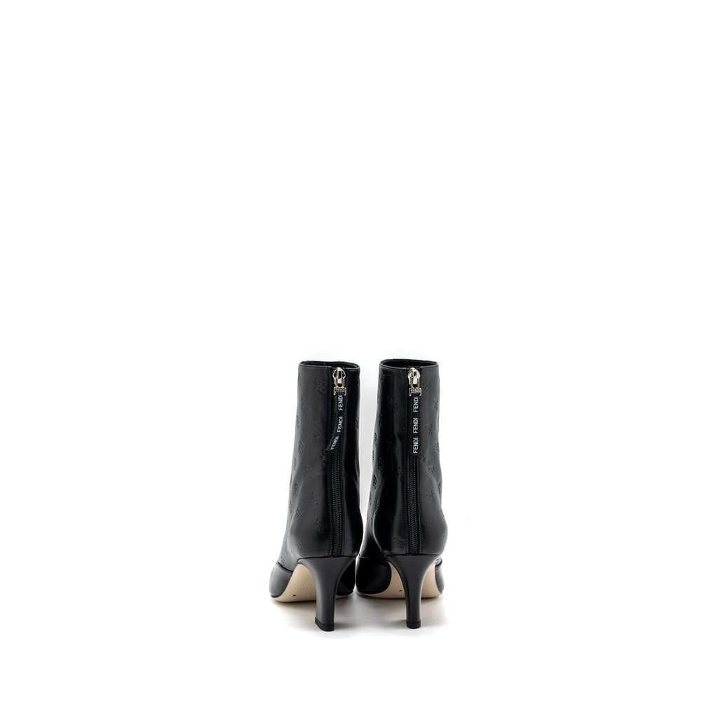 FENDI FF PRINT BOOTS WITH HEEL LEATHER BLACK SHW