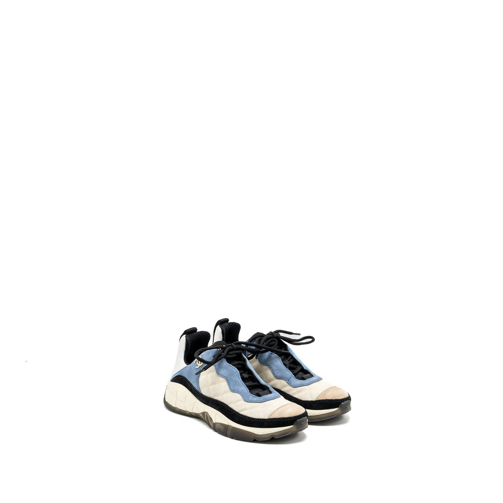CHANEL SNEAKER SUEDE/CALFSKIN LIGHT BEIGE/BLUE MULTICOLOUR
