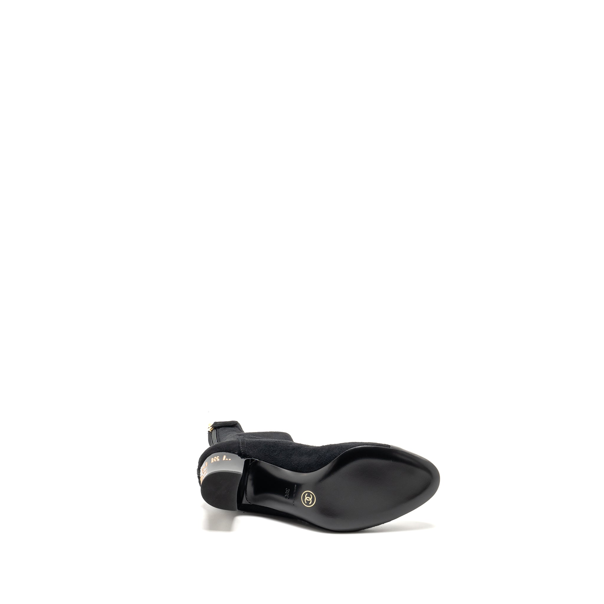 CHANEL COCO SHORT BOOTS SUEDE/CALFSKIN BLACK GHW