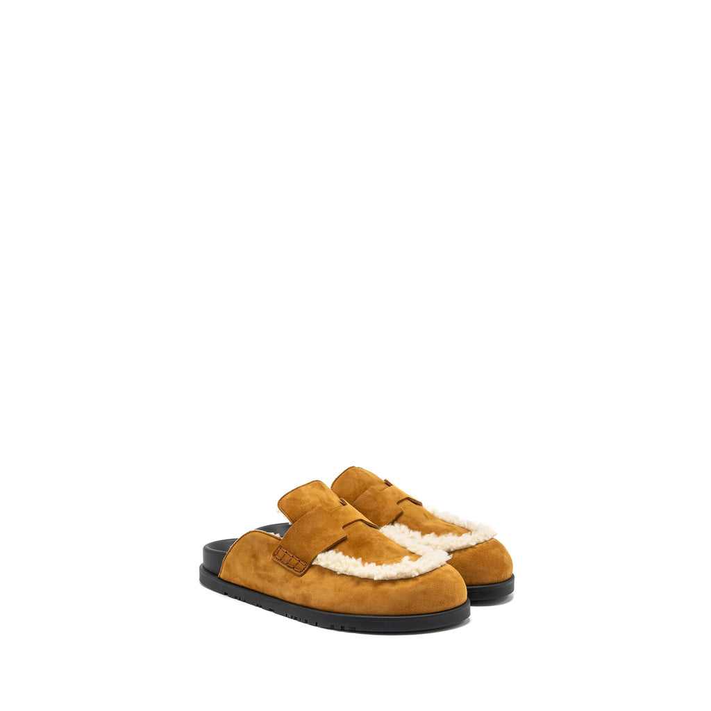 HERMES MULES HOMME GO CHEVRE GOATSKIN BEIGE/ECRU