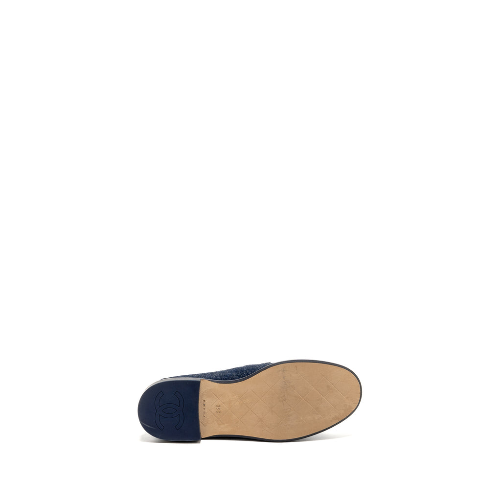 CHANEL CC TURNLOCK LOAFER QUILTED DENIM BLUE LGHW