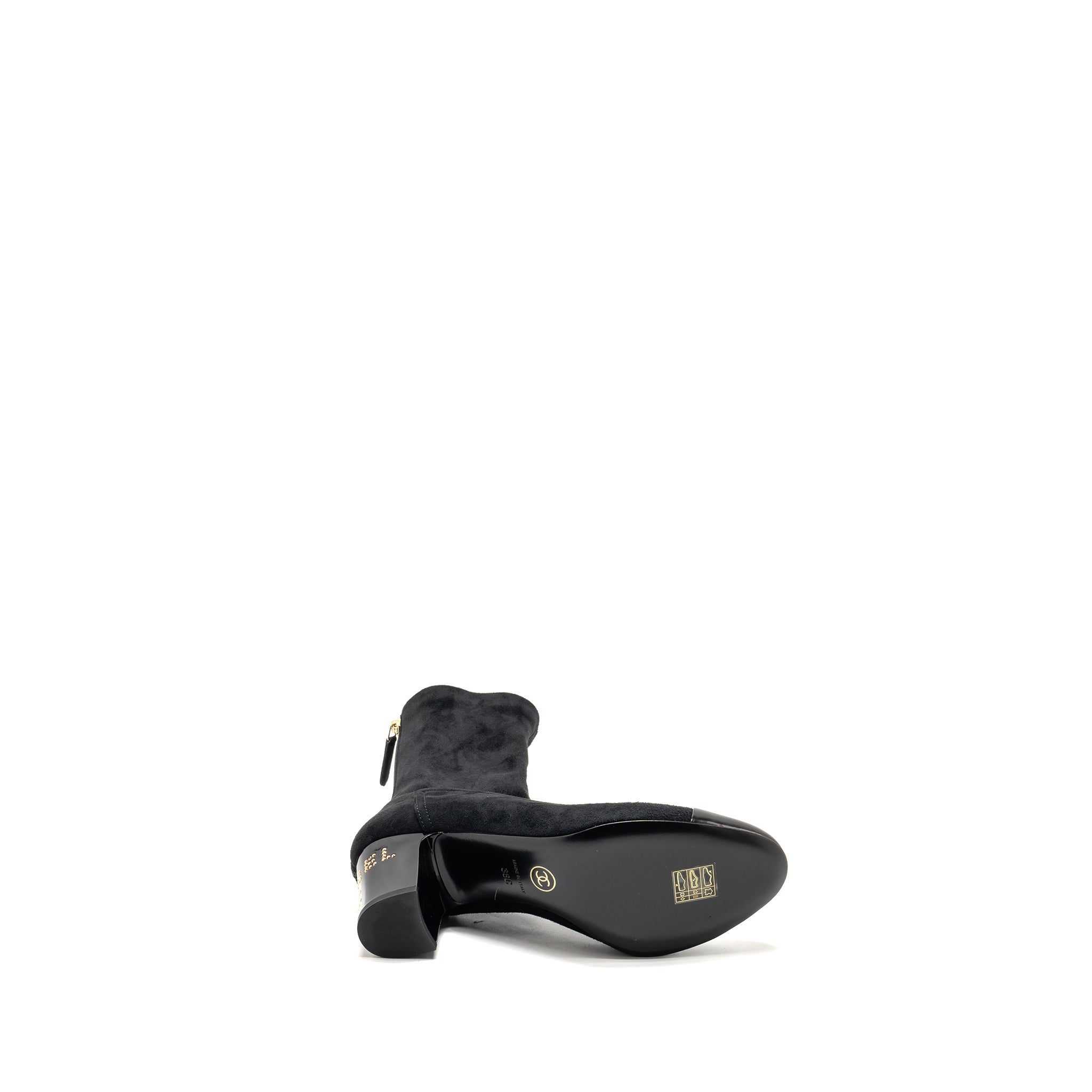 CHANEL COCO SHORT BOOTS SUEDE/CALFSKIN BLACK GHW