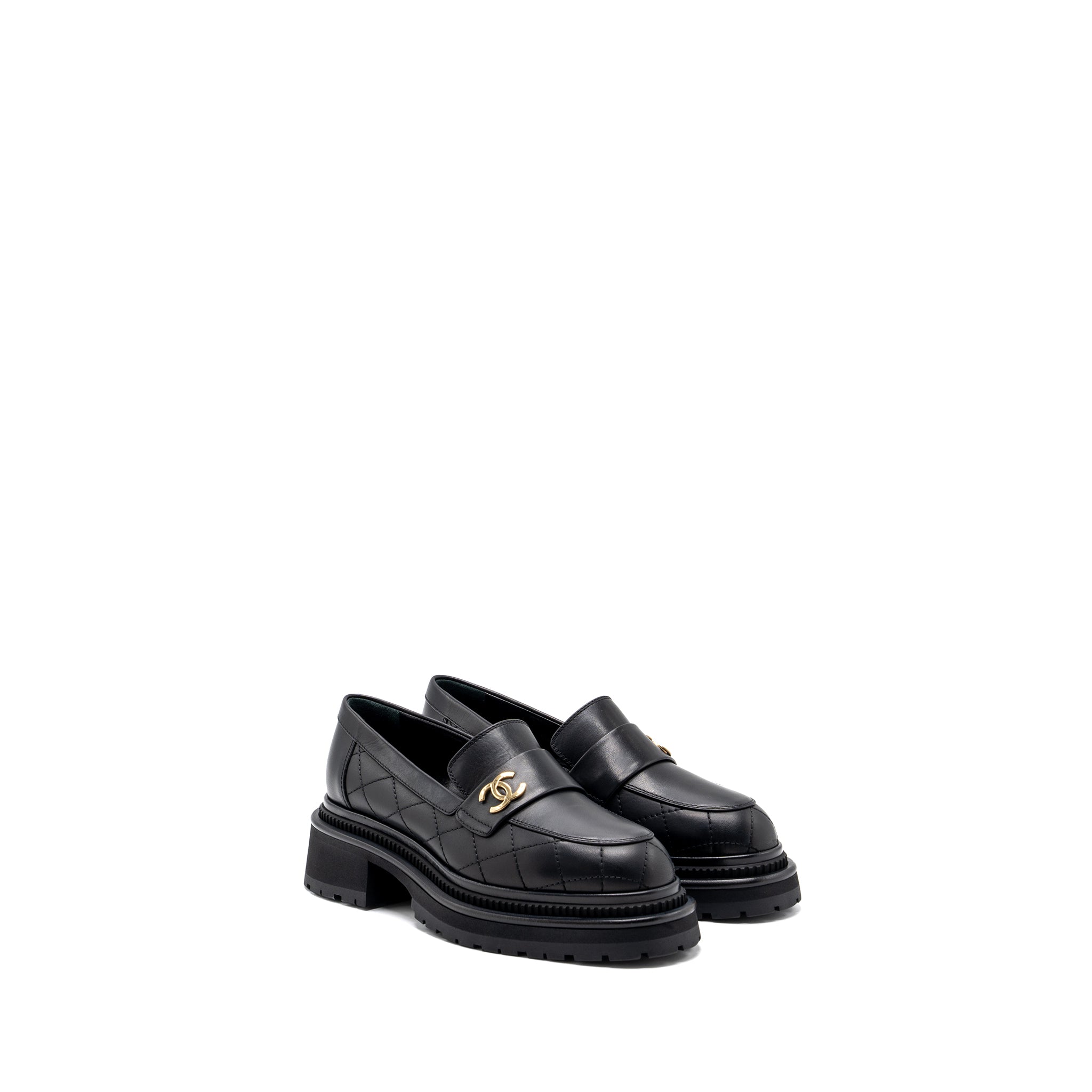 CHANEL CC LOGO LOAFER BLACK GHW