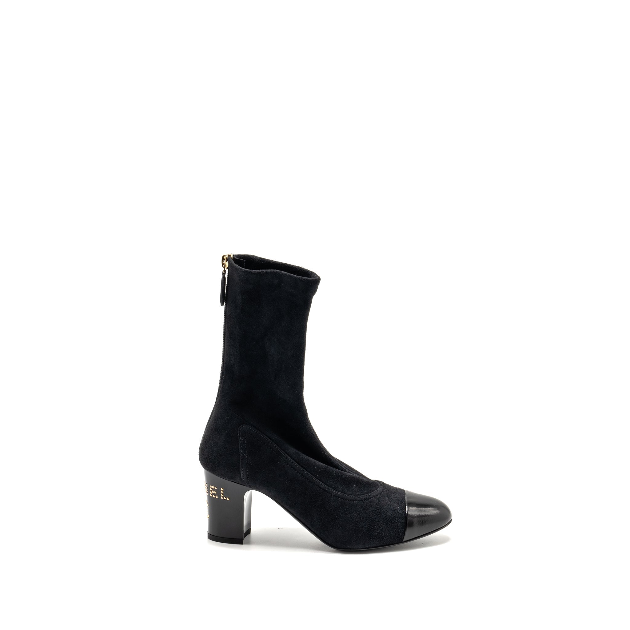 CHANEL COCO SHORT BOOTS SUEDE/CALFSKIN BLACK GHW