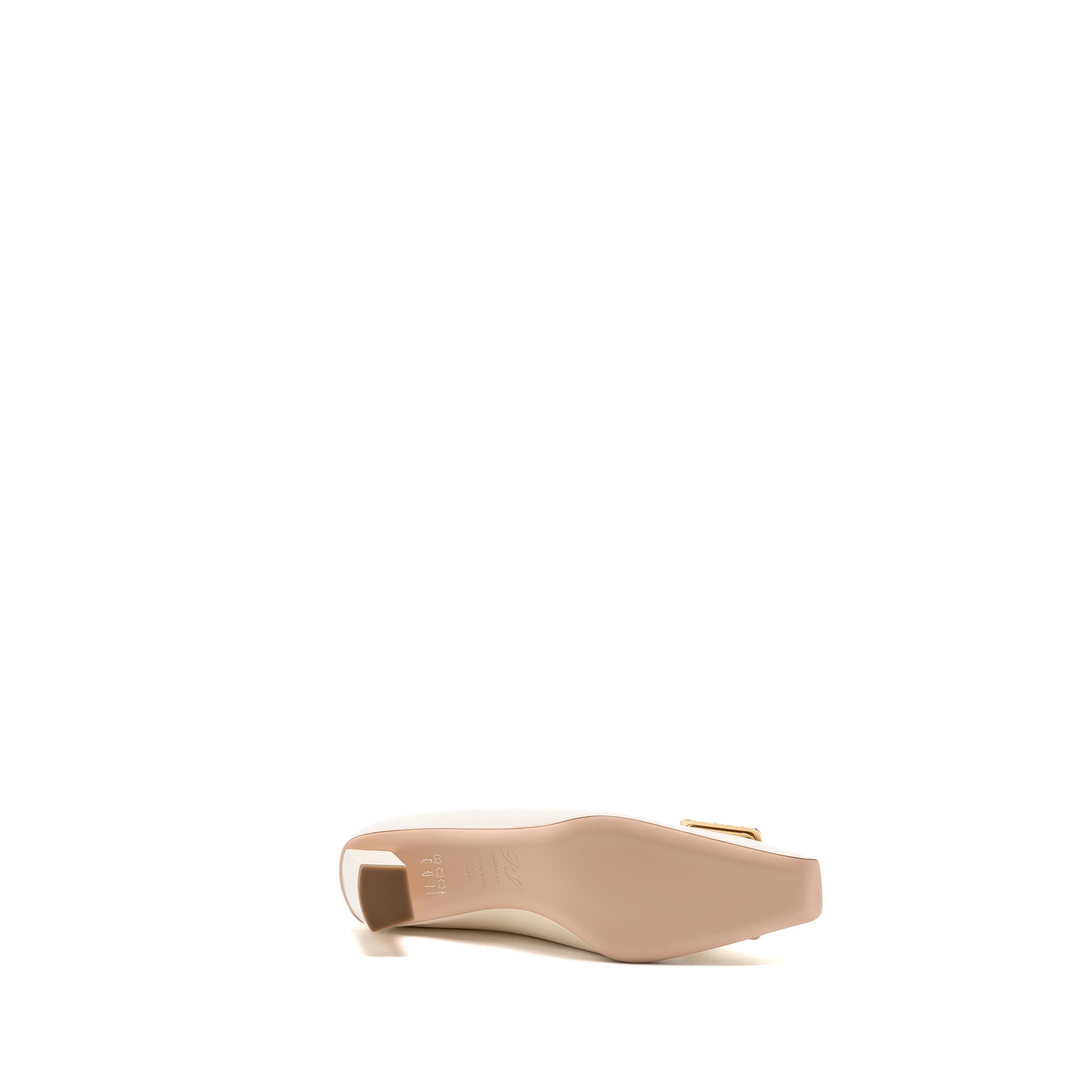 ROGER VIVIER BELLE VIVIER METAL BUCKLE PUMPS PATENT OFF-WHITE LGHW