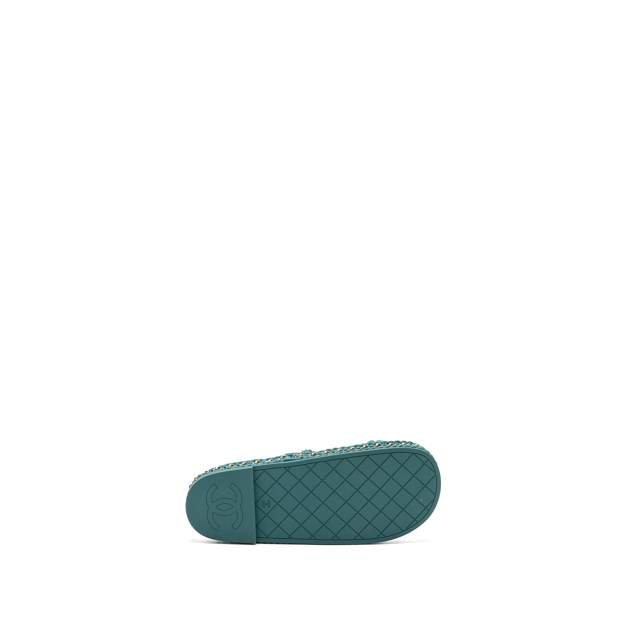 CHANEL 21C SANDALS CORD GREEN LGHW