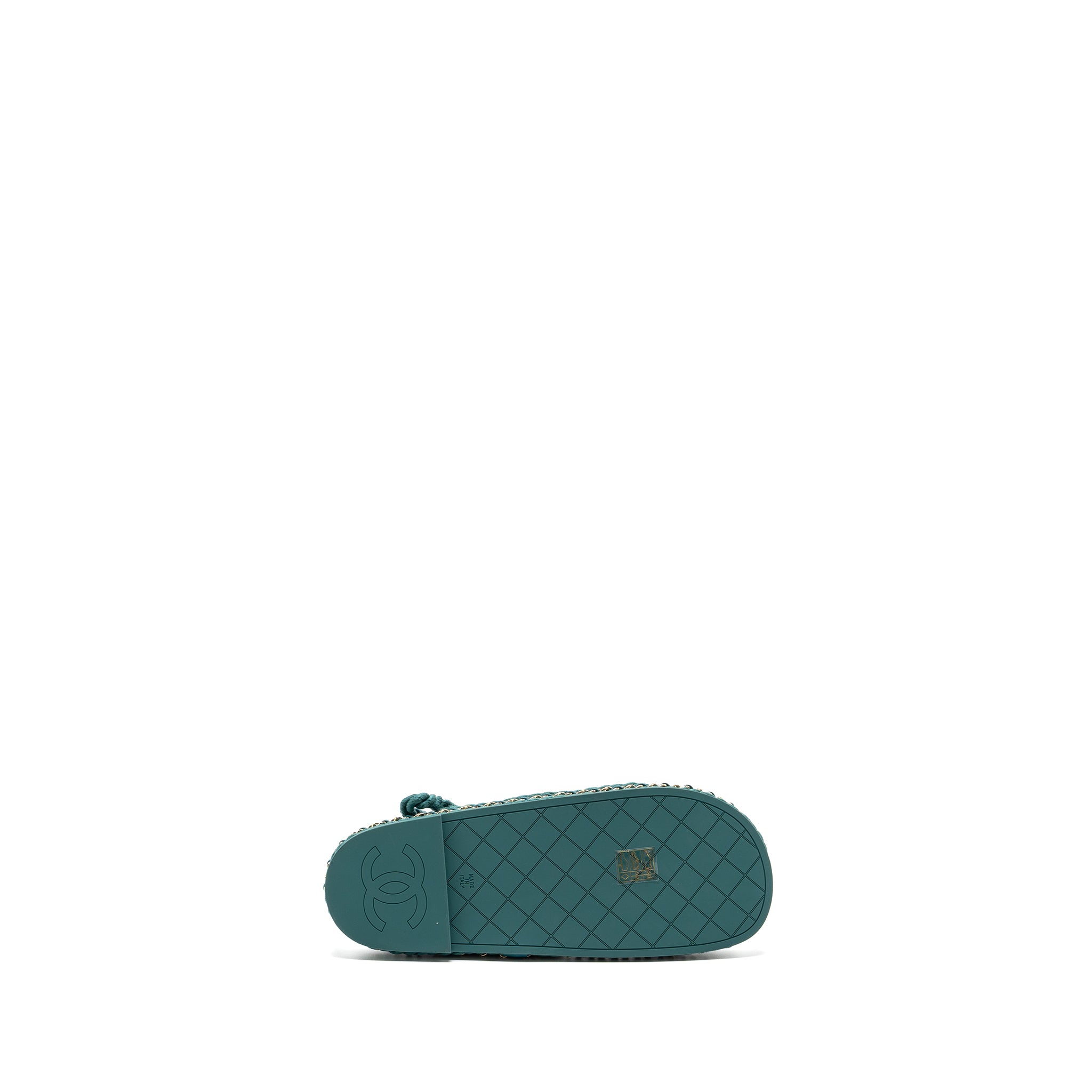 CHANEL 21C SANDALS CORD GREEN LGHW