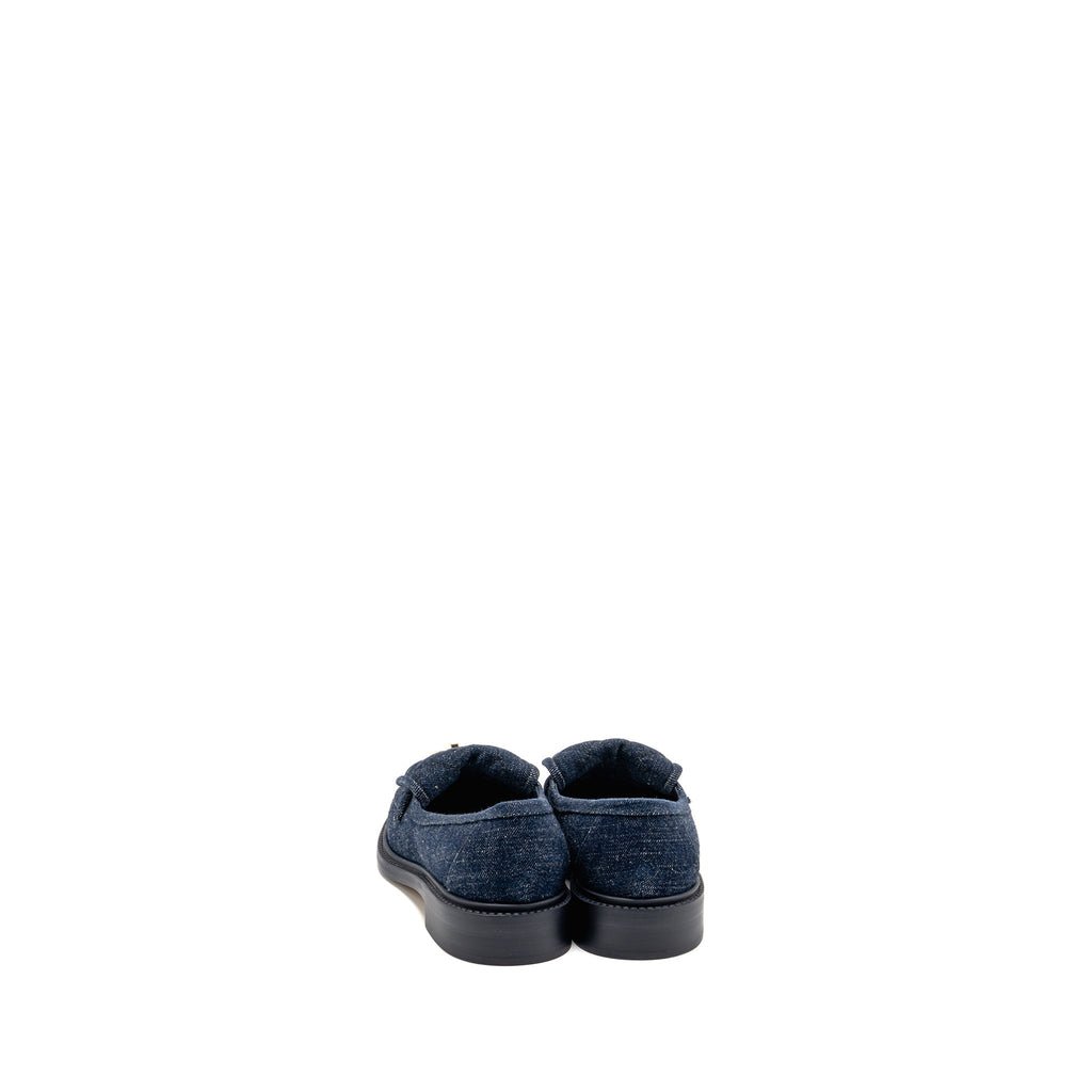 CHANEL CC TURNLOCK LOAFER QUILTED DENIM BLUE LGHW