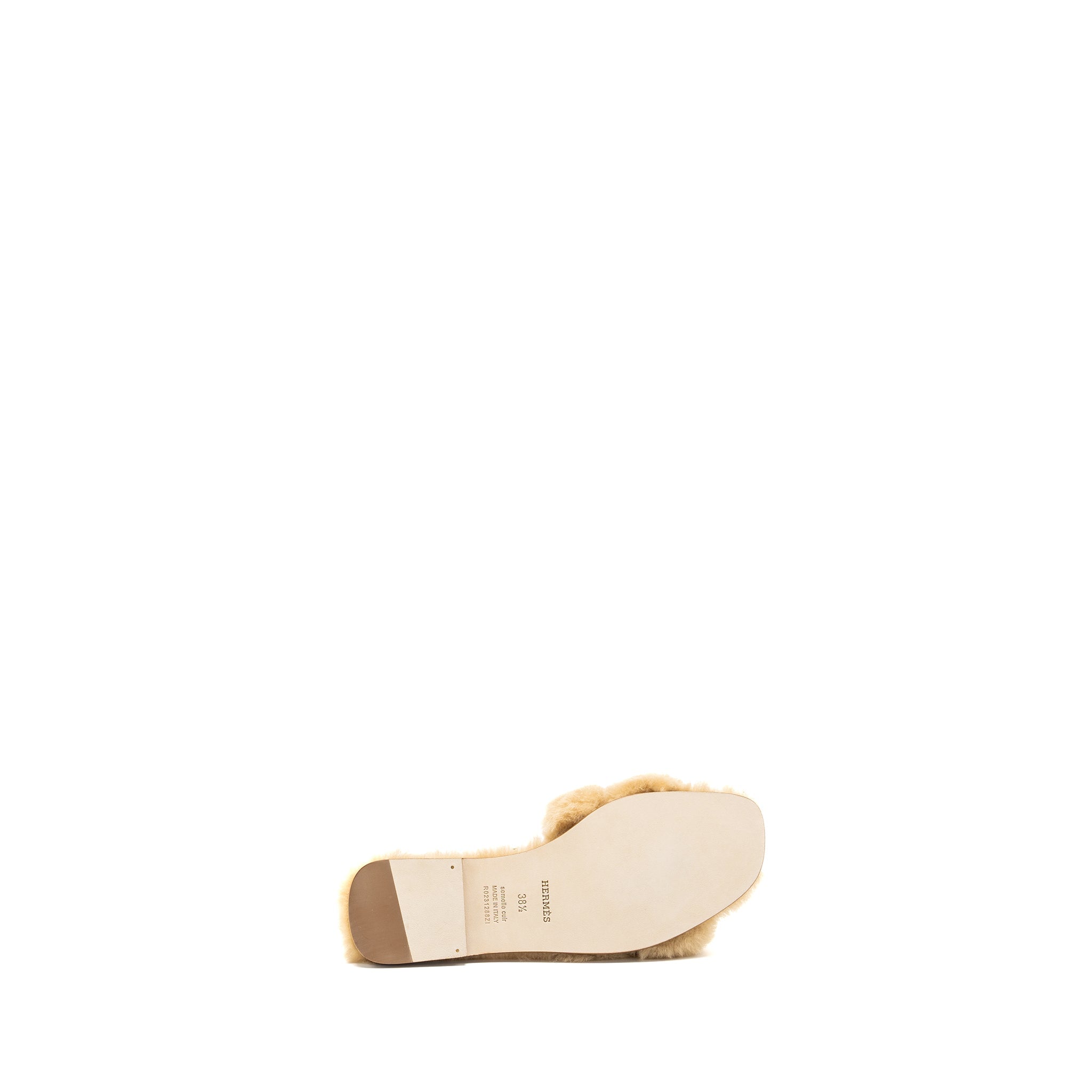 HERMES ORAN SANDAL SHEARING BEIGE ARGILE