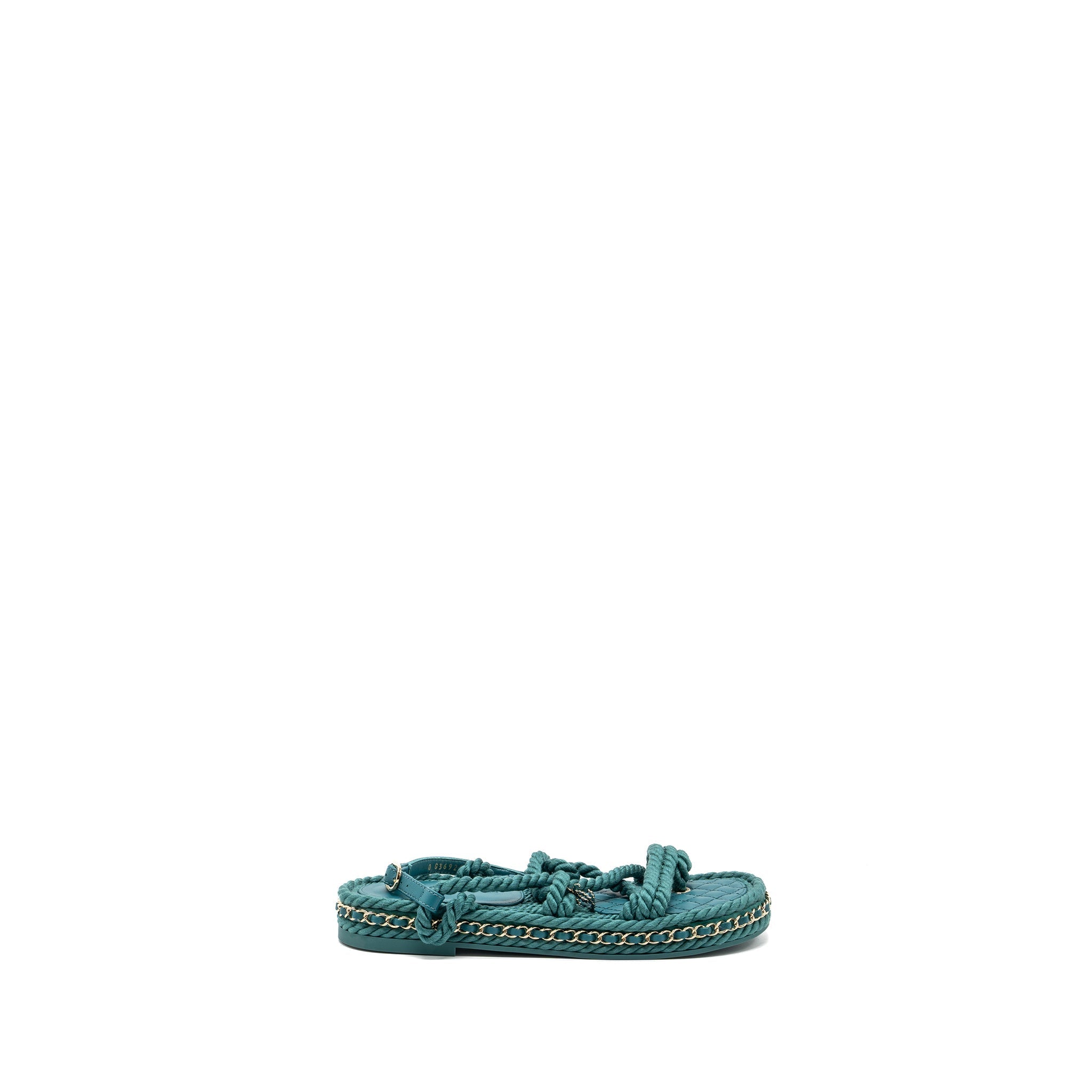 CHANEL 21C SANDALS CORD GREEN LGHW