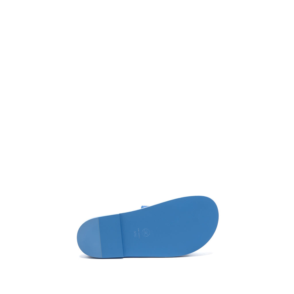 CHANEL 24P MULES LAMBSKIN BLUE GHW