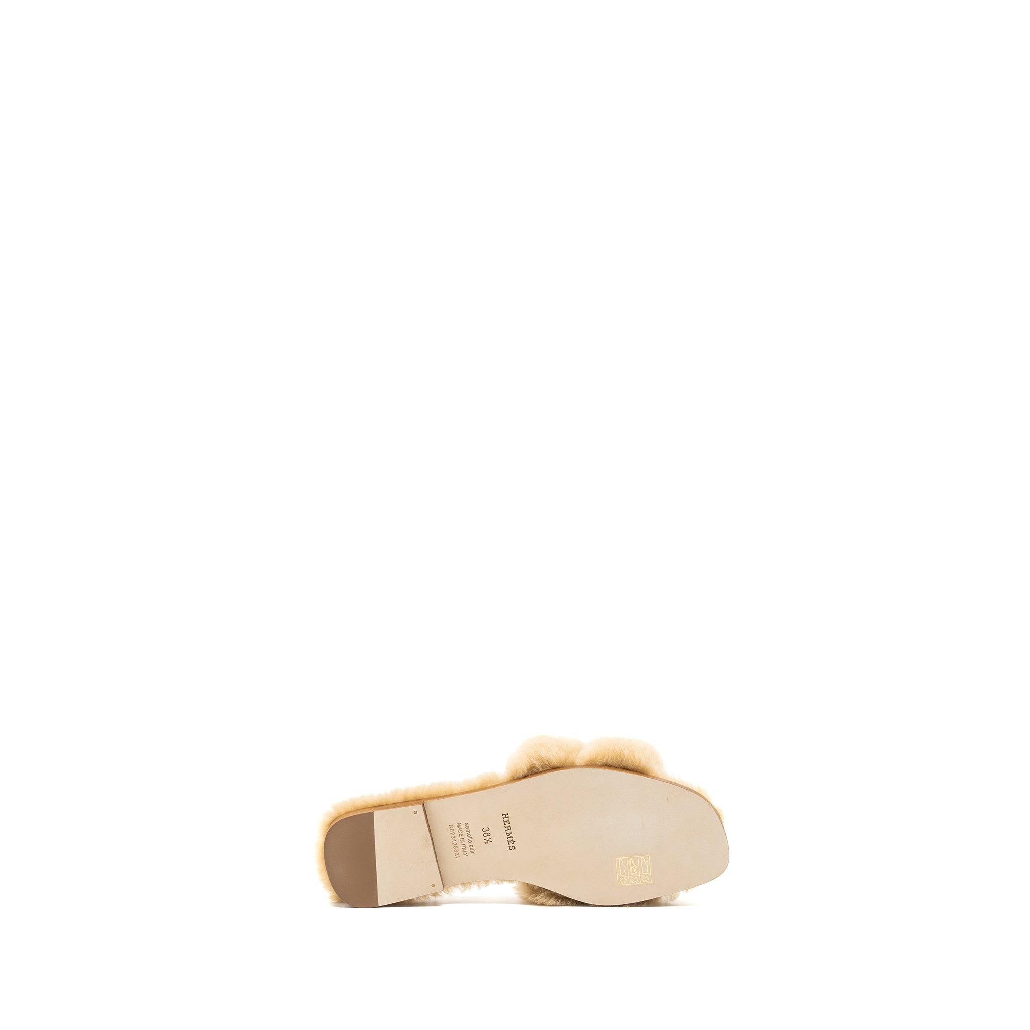 HERMES ORAN SANDAL SHEARING BEIGE ARGILE