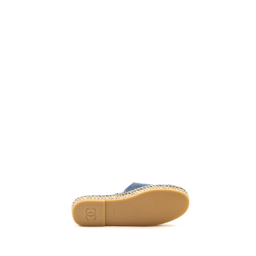 CHANEL ESPADRILLES SANDALS DENIM BLUE