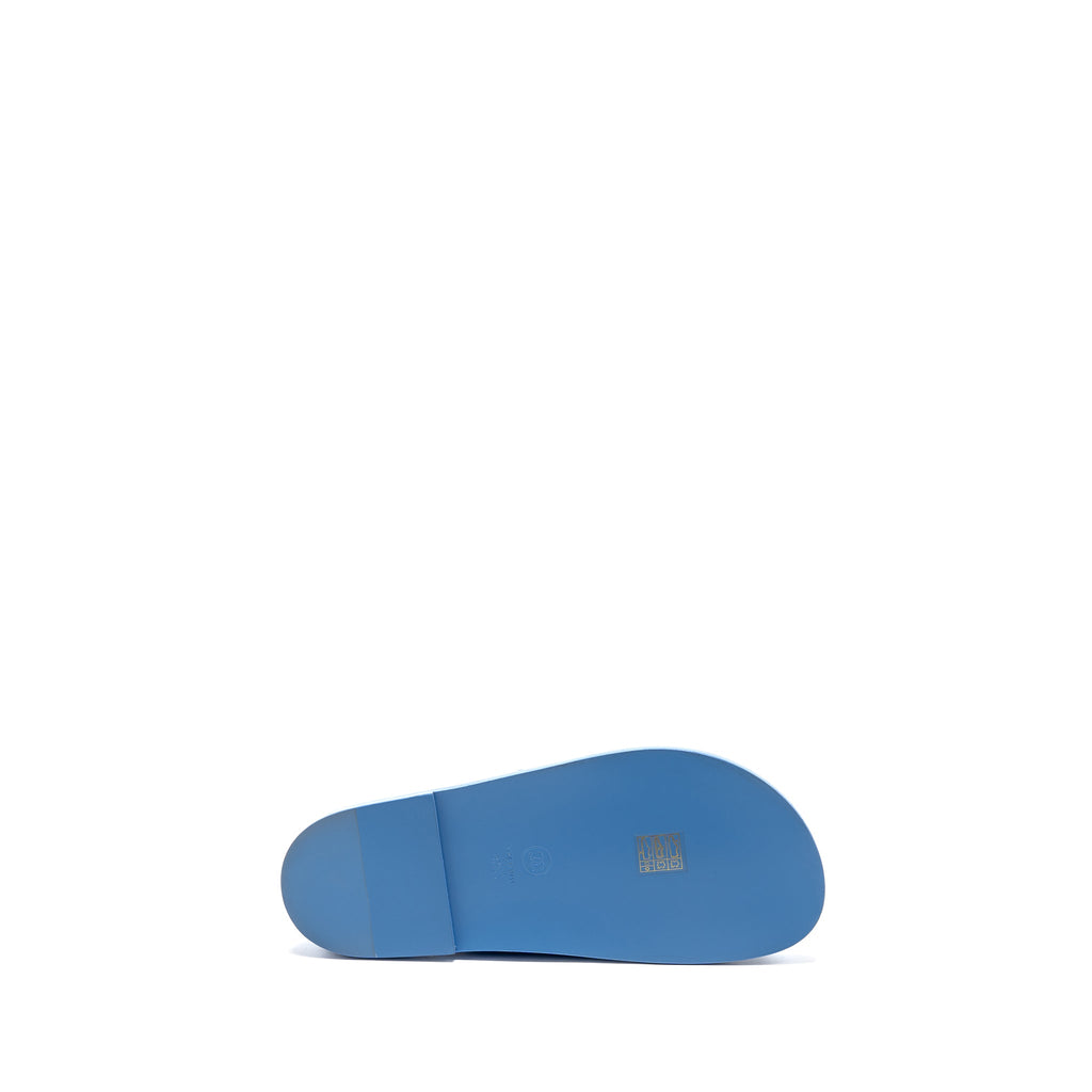 CHANEL 24P MULES LAMBSKIN BLUE GHW