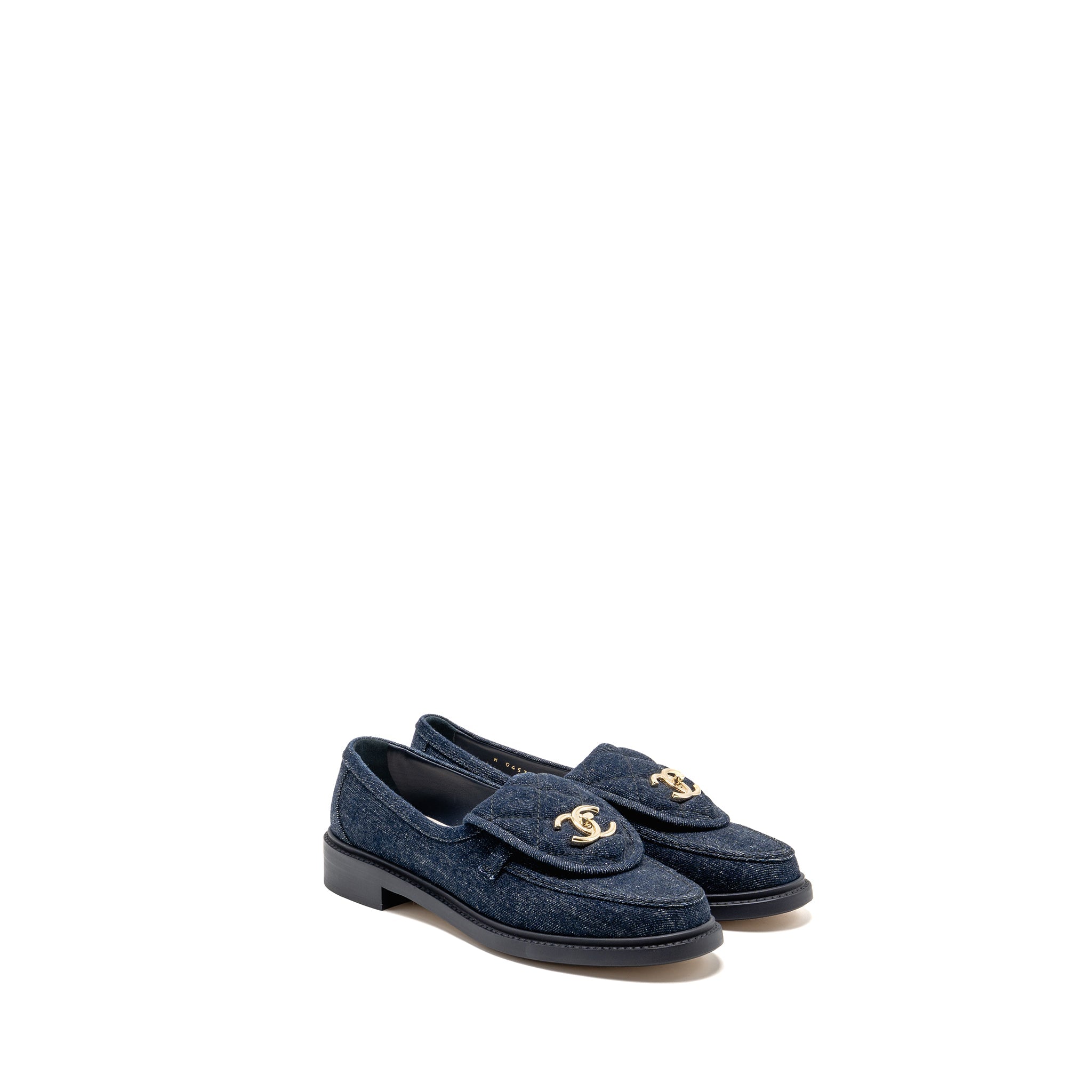 CHANEL CC TURNLOCK LOAFER QUILTED DENIM BLUE LGHW