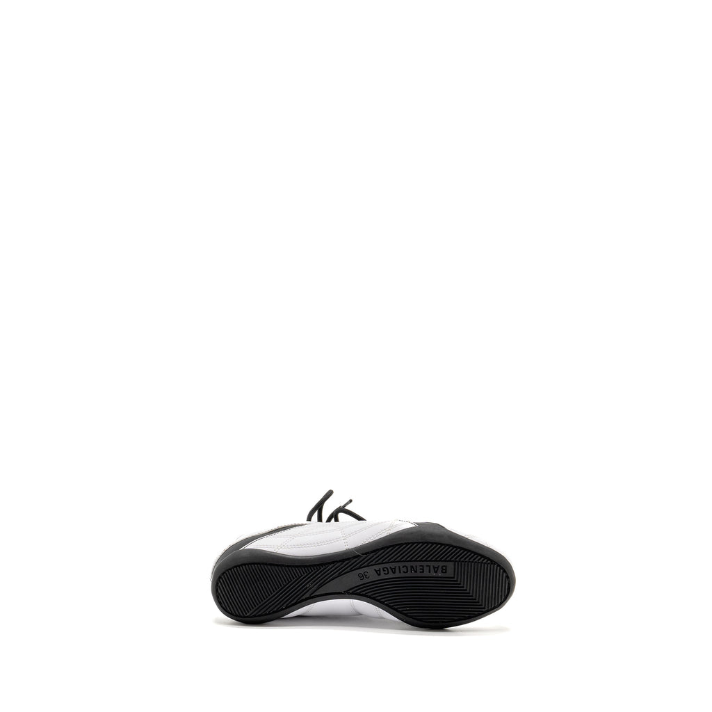 BALENCIAGA ZEN LOGO-PRINT LOW-TOP SNEAKERS FAUX LEATHER WHITE/BLACK