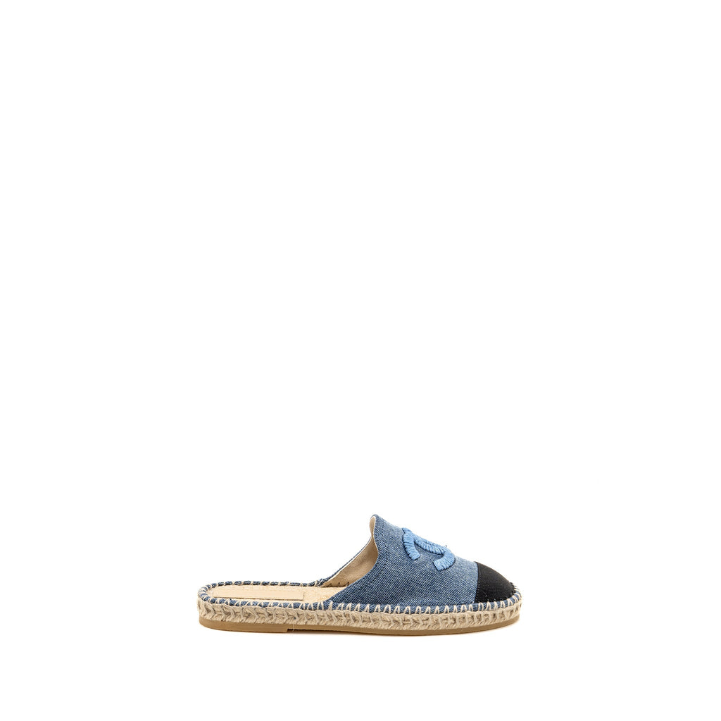CHANEL ESPADRILLES SANDALS DENIM BLUE