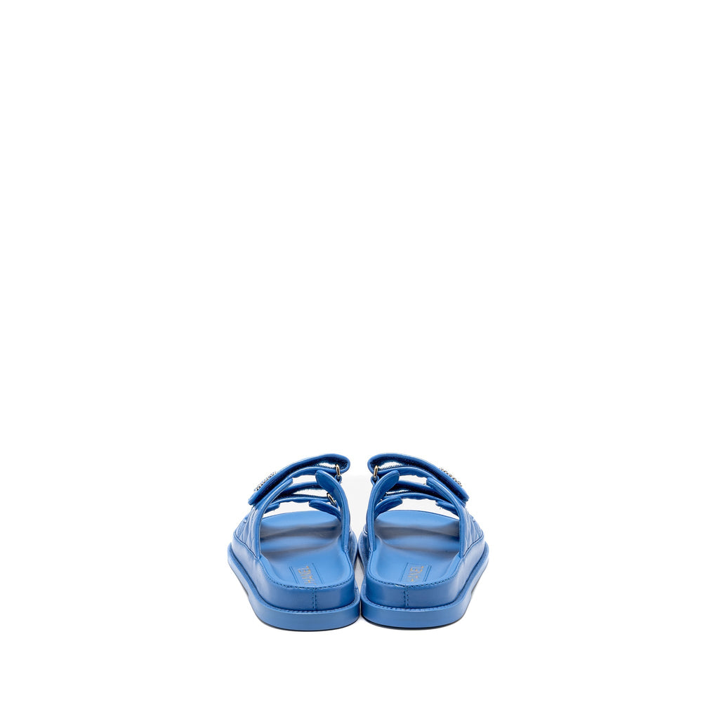 CHANEL 24P MULES LAMBSKIN BLUE GHW