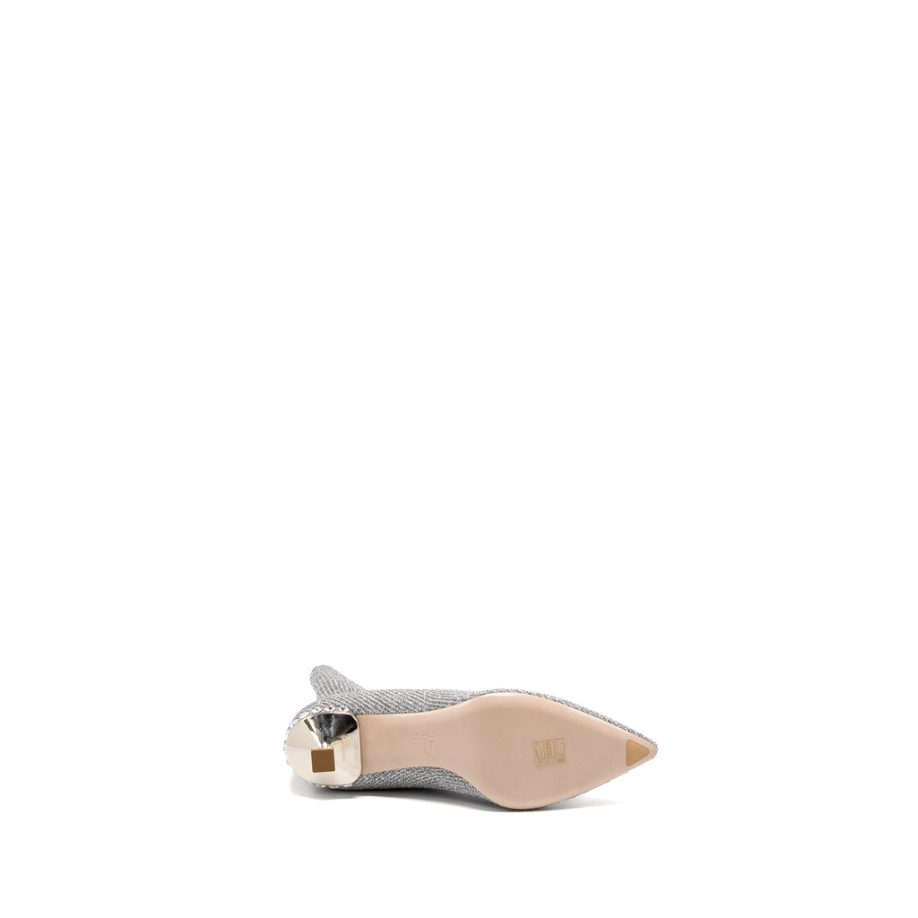MIU MIU GLITTER SOCK BOOTS SILVER