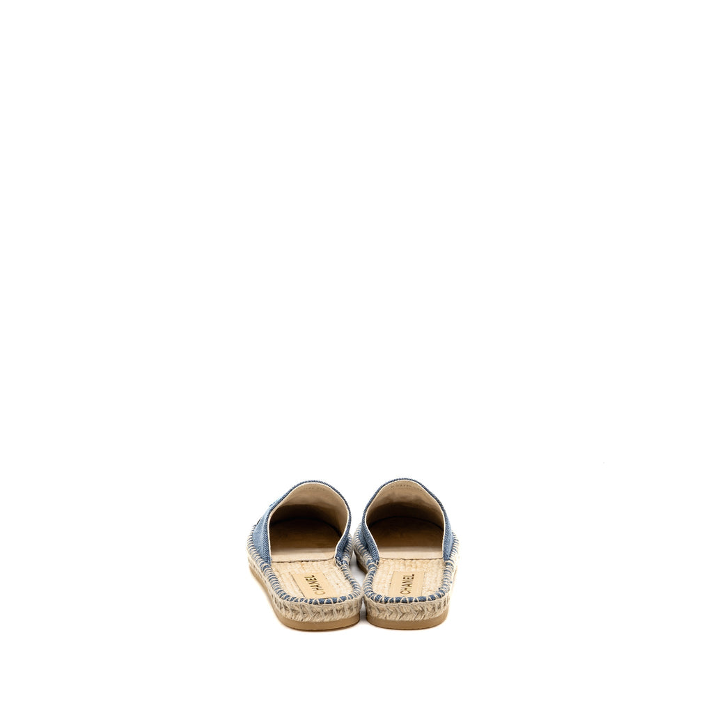 CHANEL ESPADRILLES SANDALS DENIM BLUE