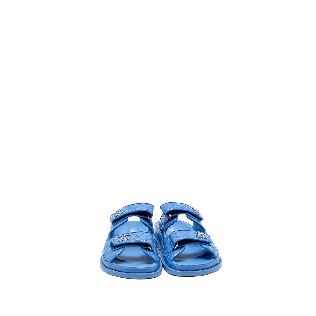 CHANEL 24P MULES LAMBSKIN BLUE GHW