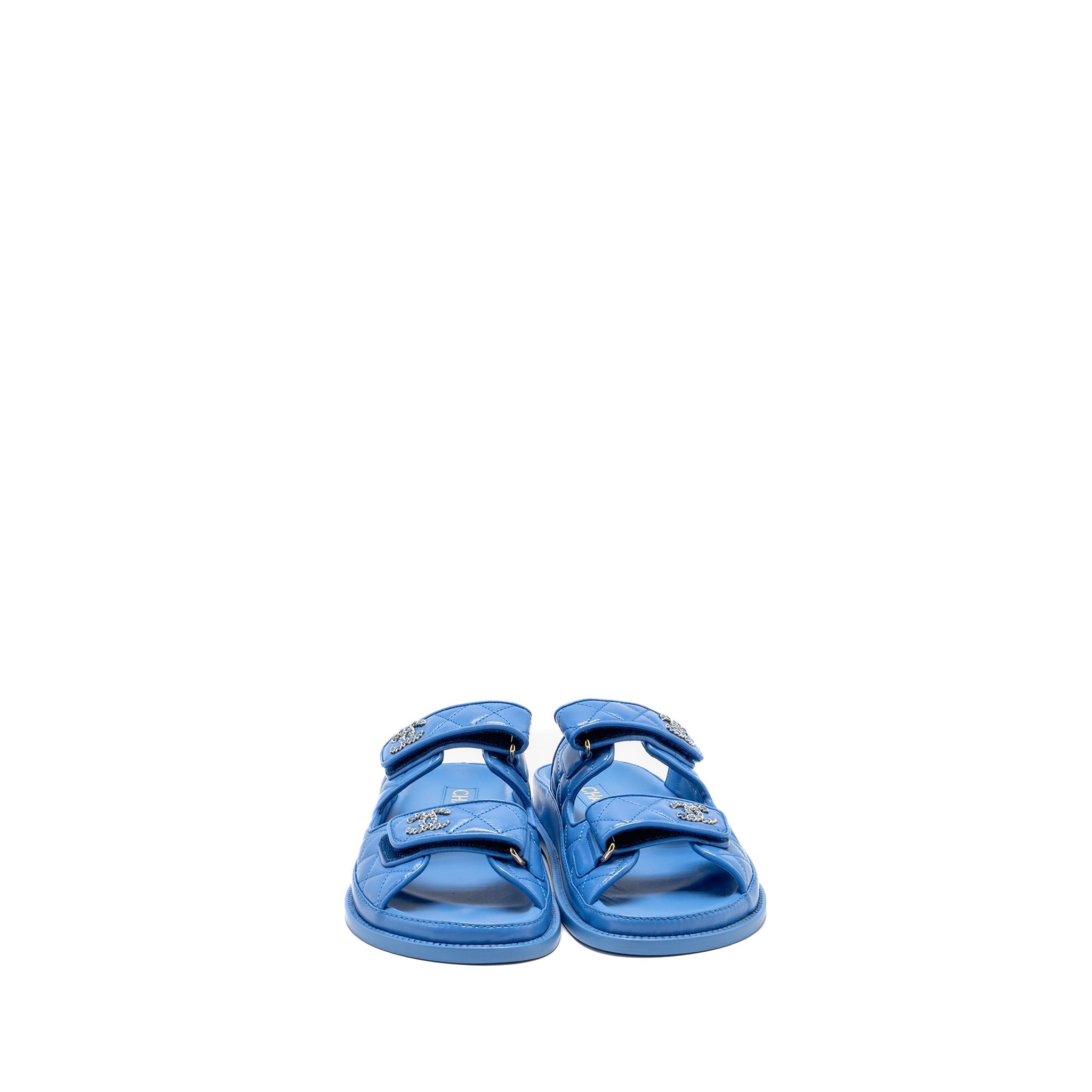 CHANEL 24P MULES LAMBSKIN BLUE GHW