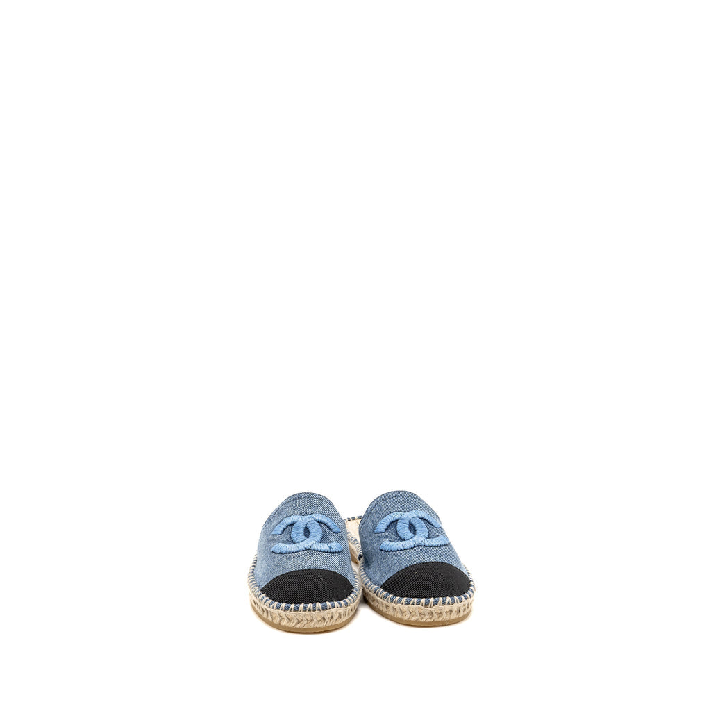 CHANEL ESPADRILLES SANDALS DENIM BLUE