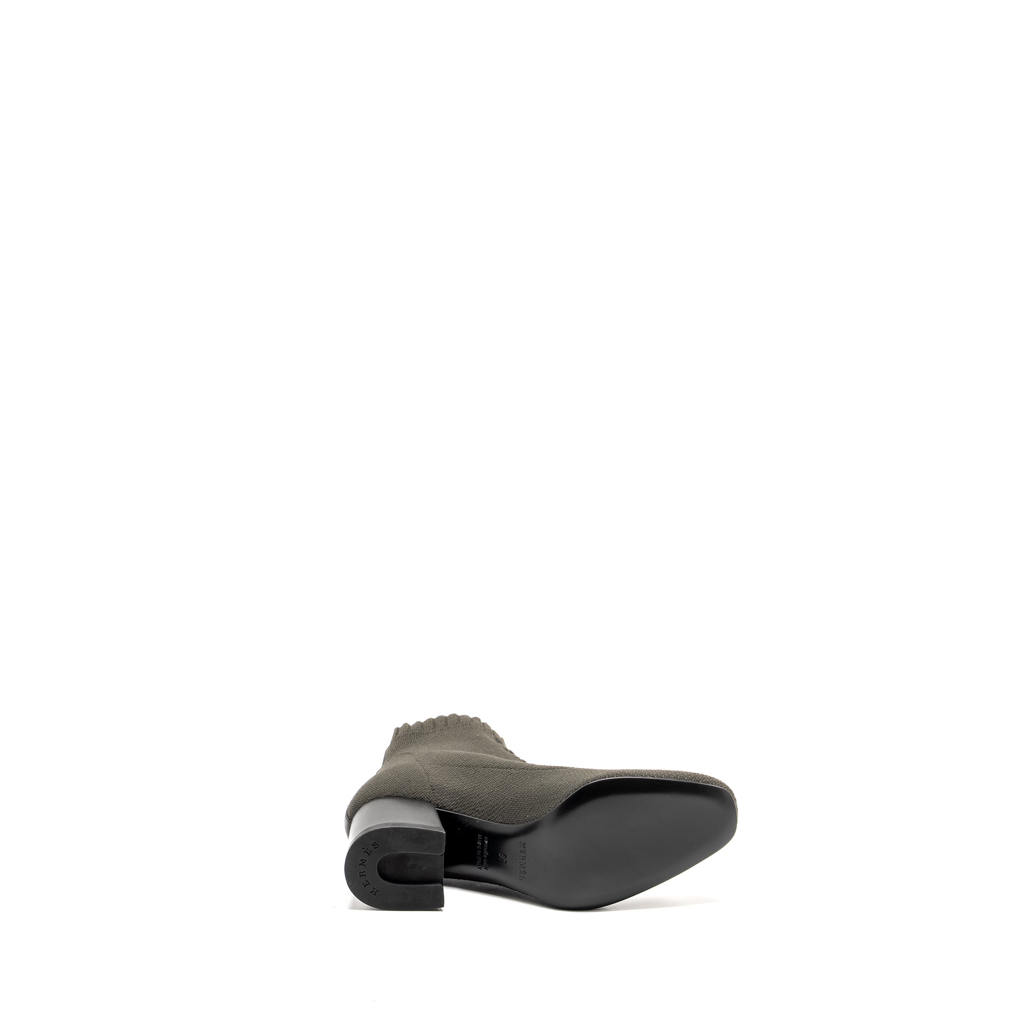 HERMES VOLVER ANKLE BOOT CHENILLE KNIT/CALFSKIN SOTTOBOSCO