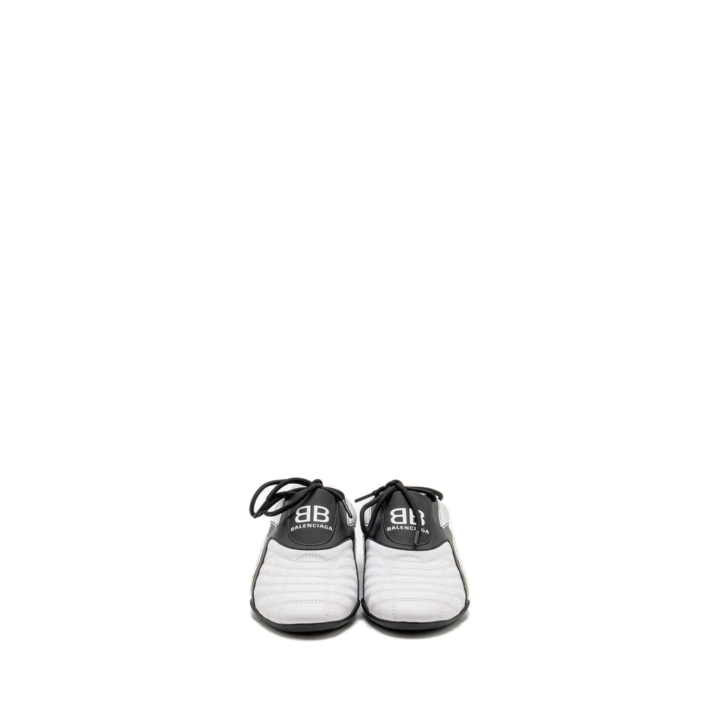 BALENCIAGA ZEN LOGO-PRINT LOW-TOP SNEAKERS FAUX LEATHER WHITE/BLACK