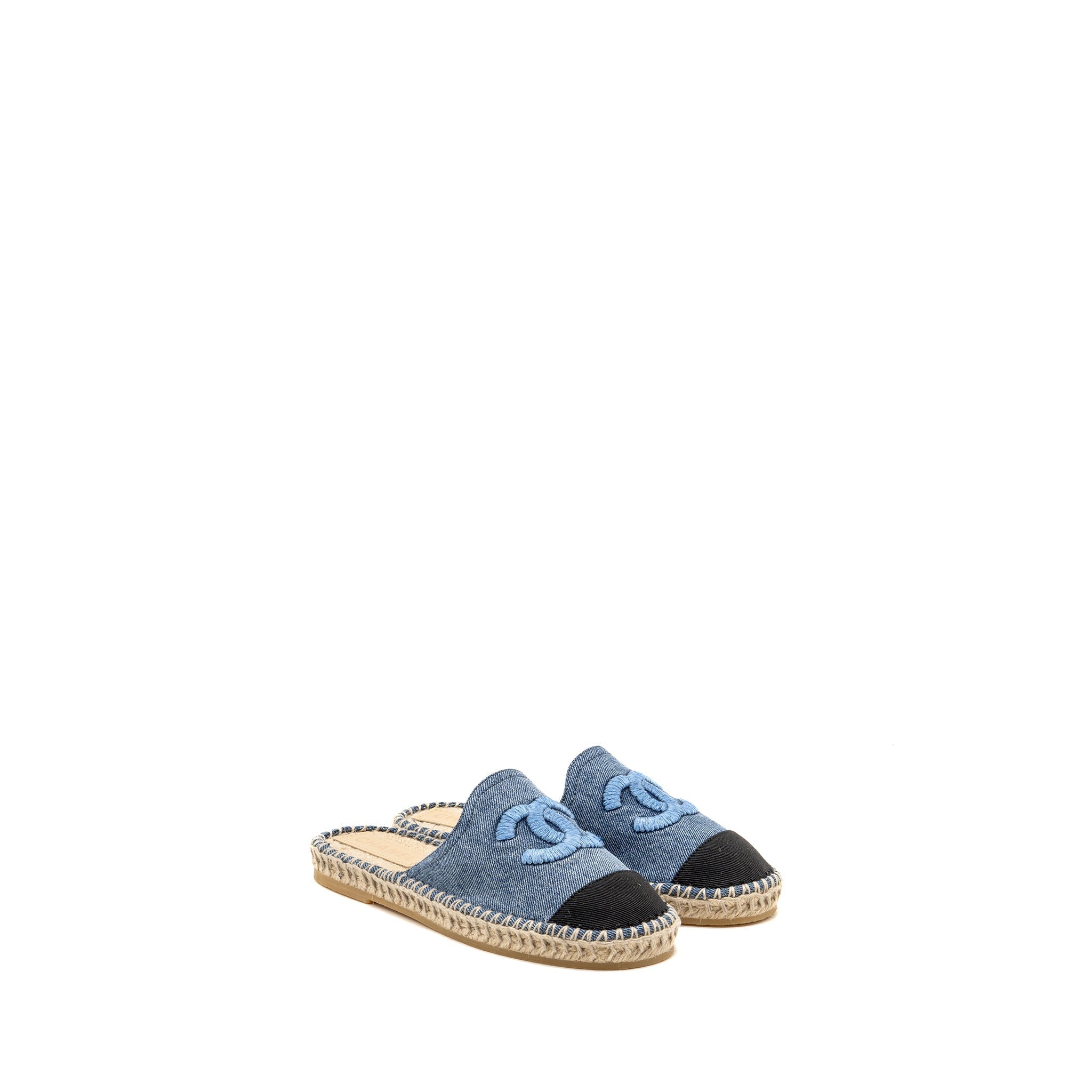 CHANEL ESPADRILLES SANDALS DENIM BLUE