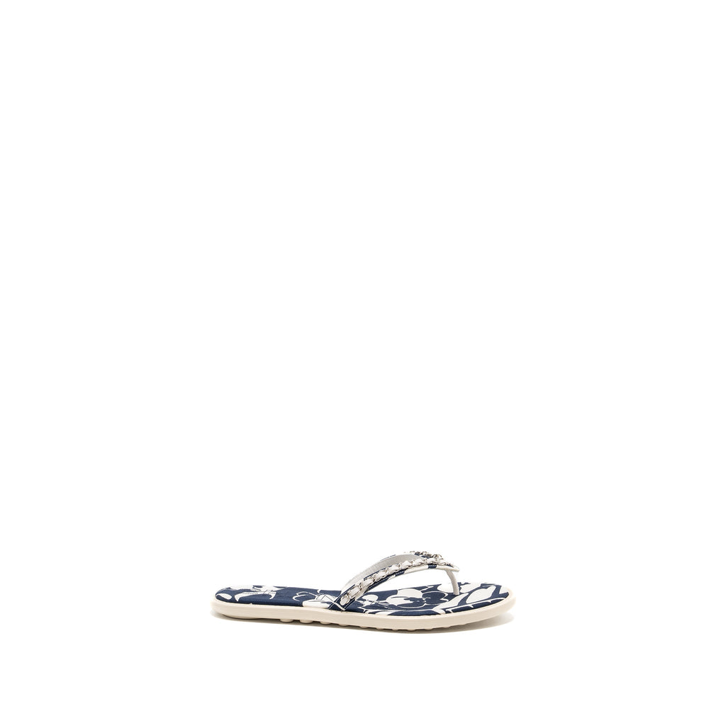 CHANEL MULES COTTON/LAMBSKIN NAVY BLUE/ECRU SHW