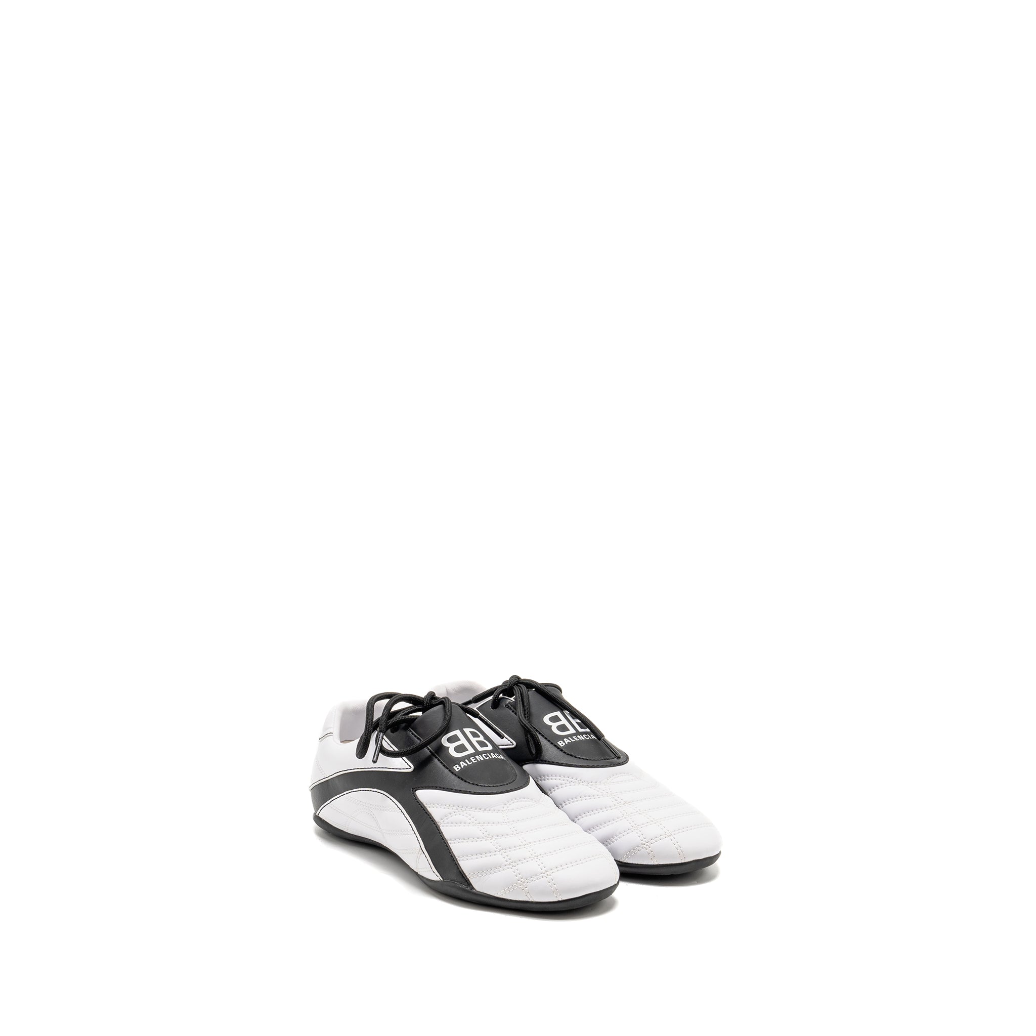 BALENCIAGA ZEN LOGO-PRINT LOW-TOP SNEAKERS FAUX LEATHER WHITE/BLACK