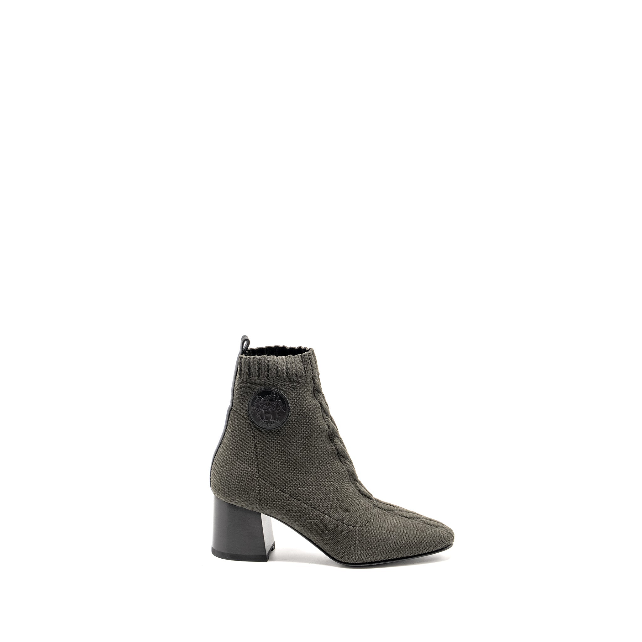 HERMES VOLVER ANKLE BOOT CHENILLE KNIT/CALFSKIN SOTTOBOSCO