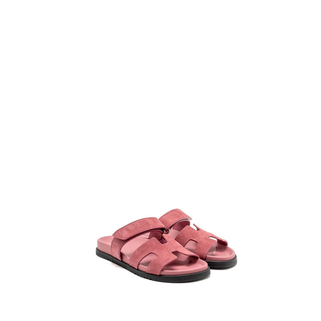 HERMES CHYPRE SANDALS CHEVRE VELOURS ROSE APHRODITE