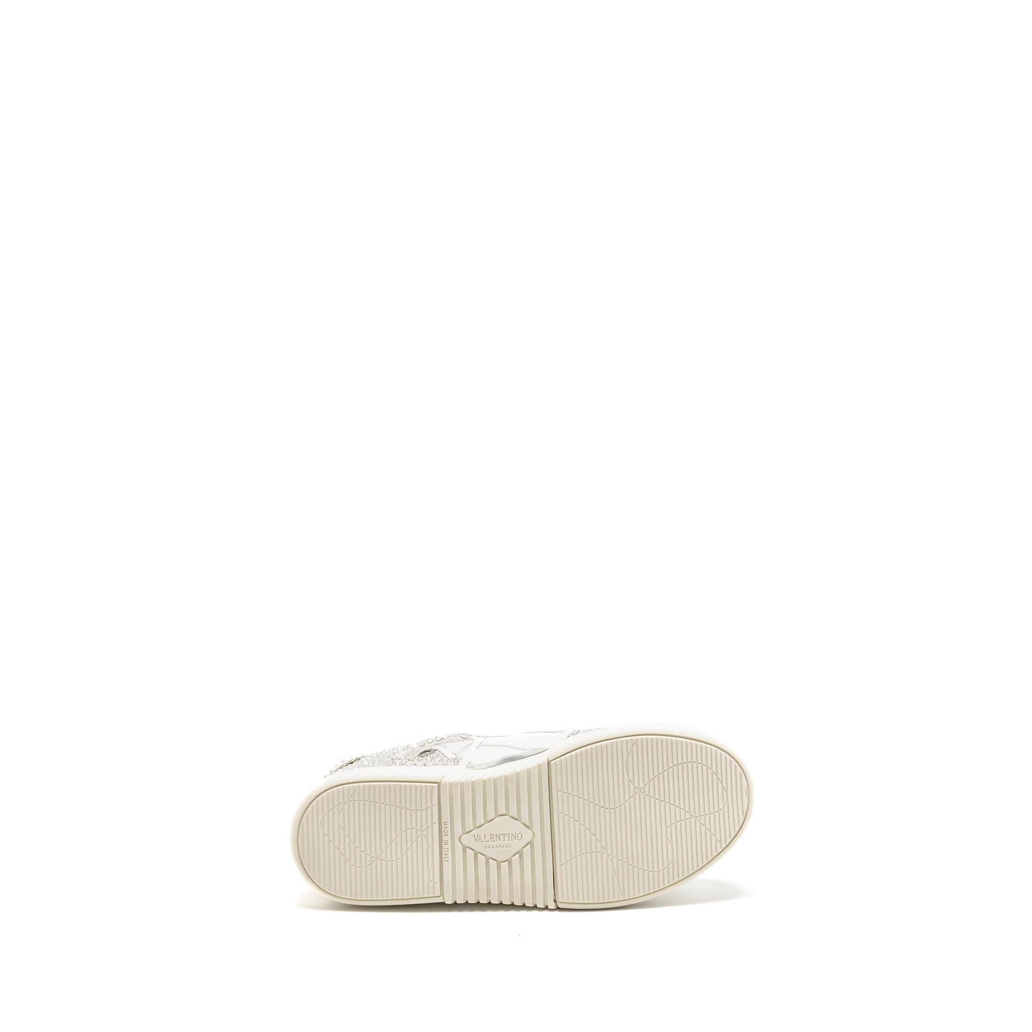 VALENTINO VLTN CRYSTAL-EMBELLISHED SNEAKER CALFSKIN WHITE/SILVER