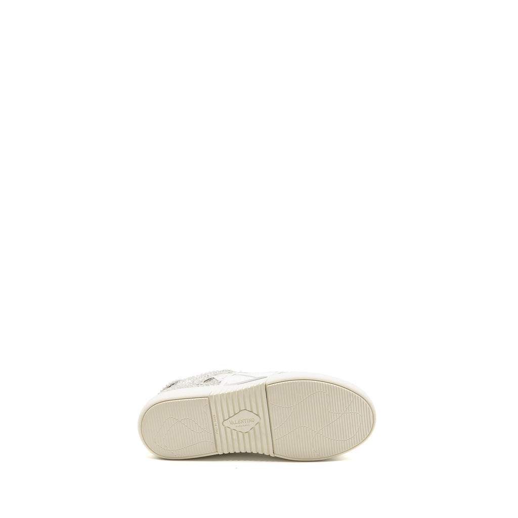 VALENTINO VLTN CRYSTAL-EMBELLISHED SNEAKER CALFSKIN WHITE/SILVER