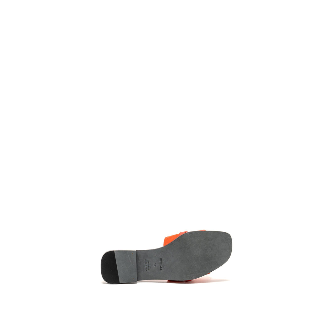 HERMES GIULIA SANDALS LEATHER RED SHW