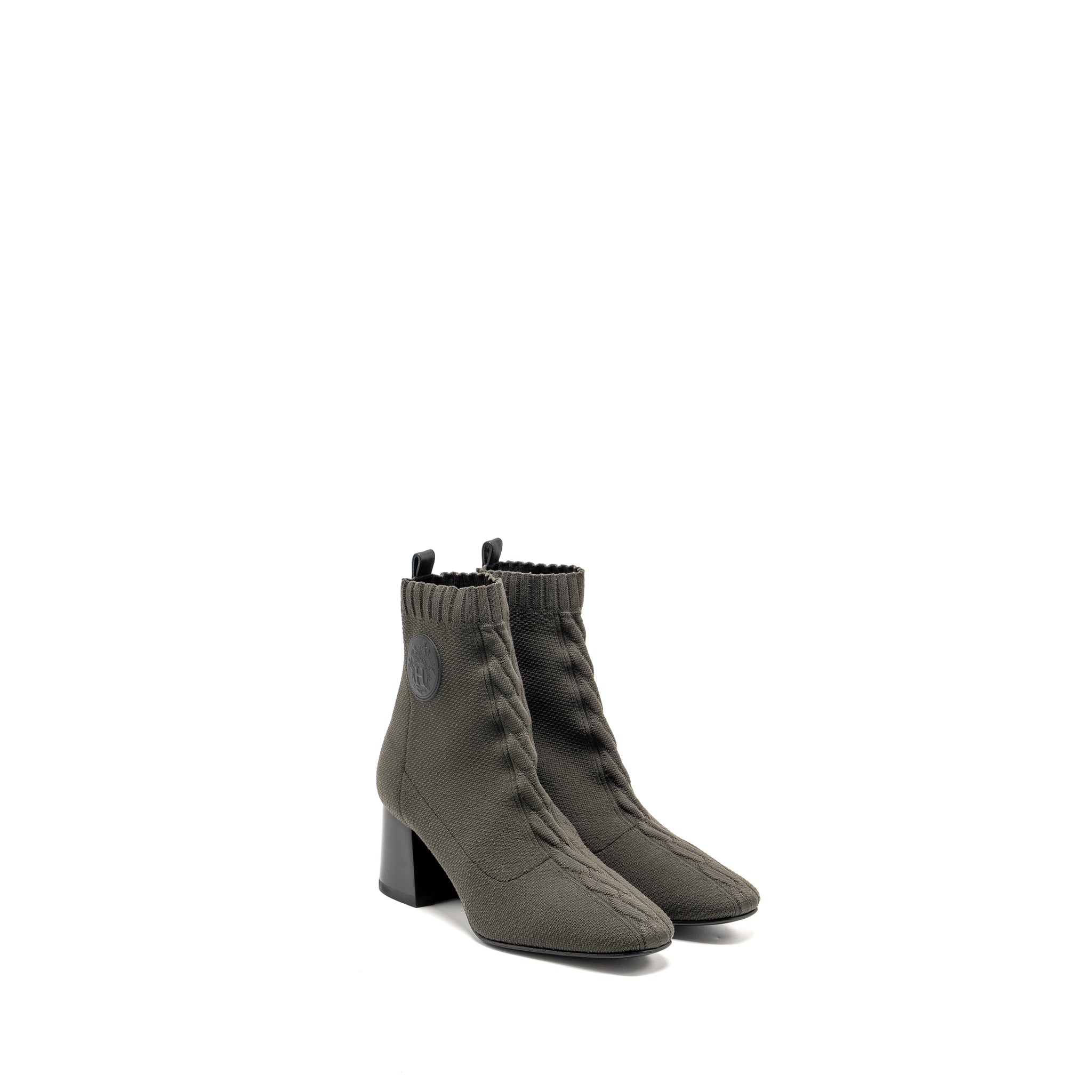 HERMES VOLVER ANKLE BOOT CHENILLE KNIT/CALFSKIN SOTTOBOSCO
