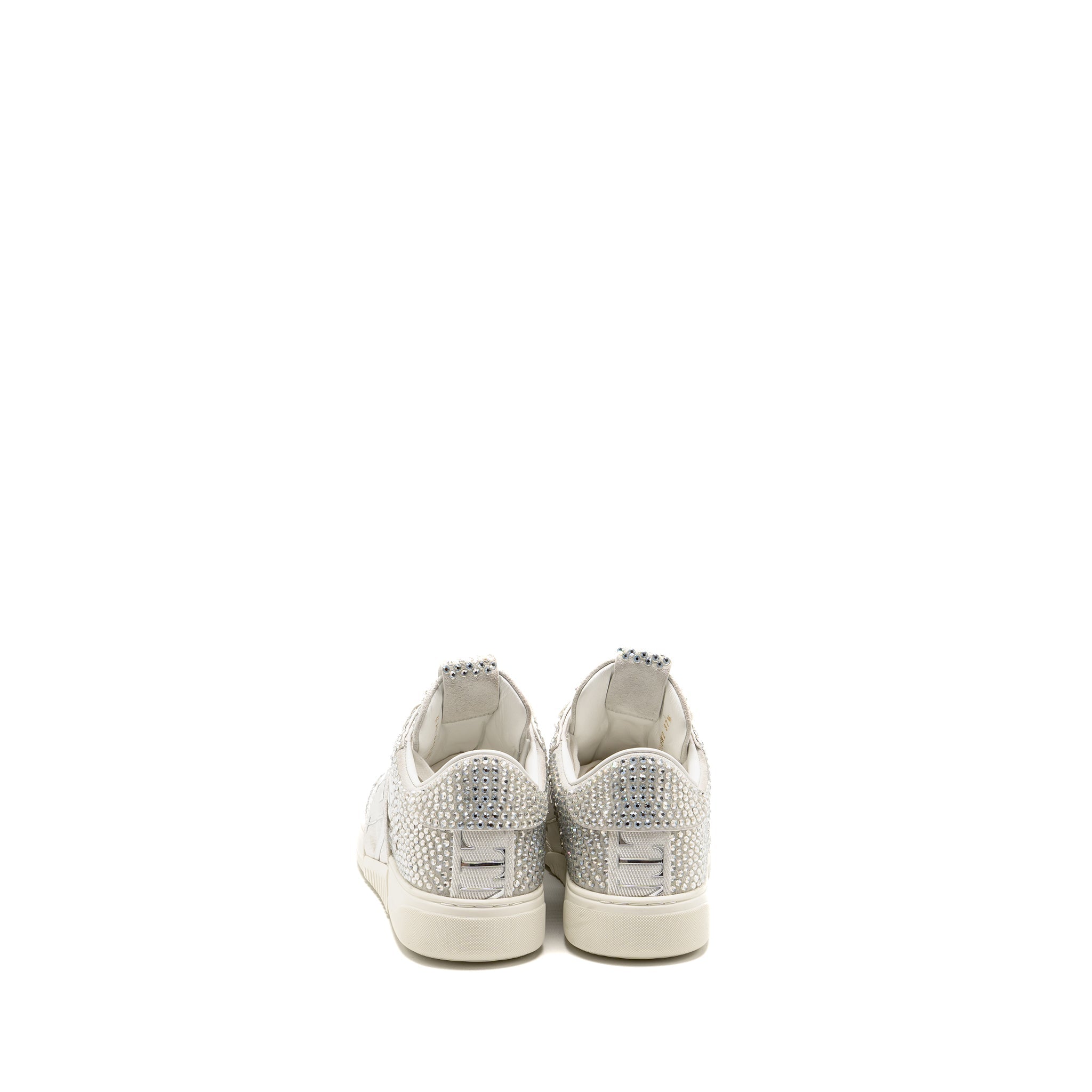 VALENTINO VLTN CRYSTAL-EMBELLISHED SNEAKER CALFSKIN WHITE/SILVER