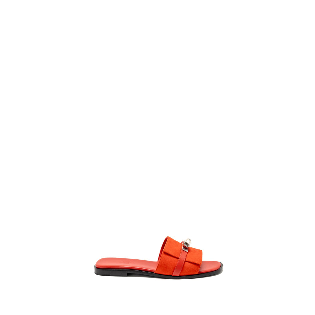 HERMES GIULIA SANDALS LEATHER RED SHW