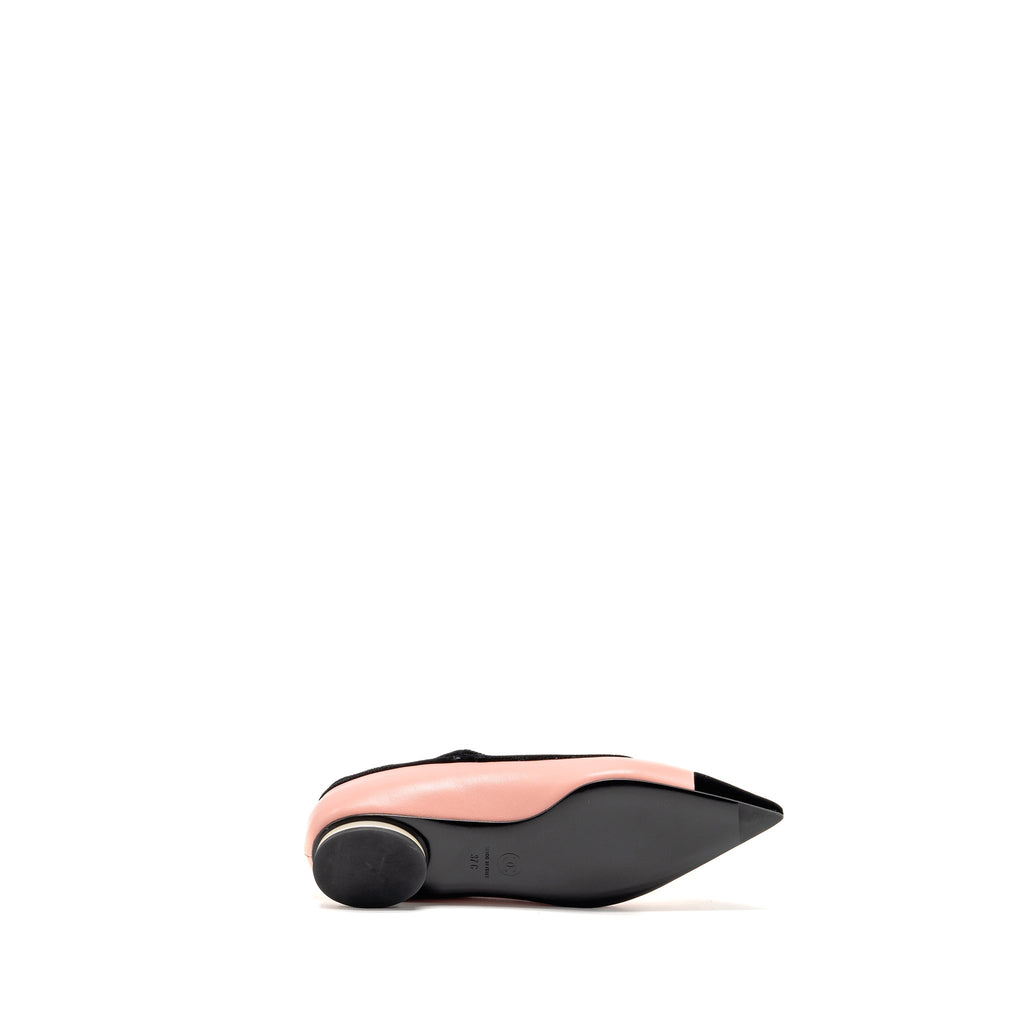 CHANEL MARY JANES LAMBSKIN/VELVET PINK/BLACK LGHW