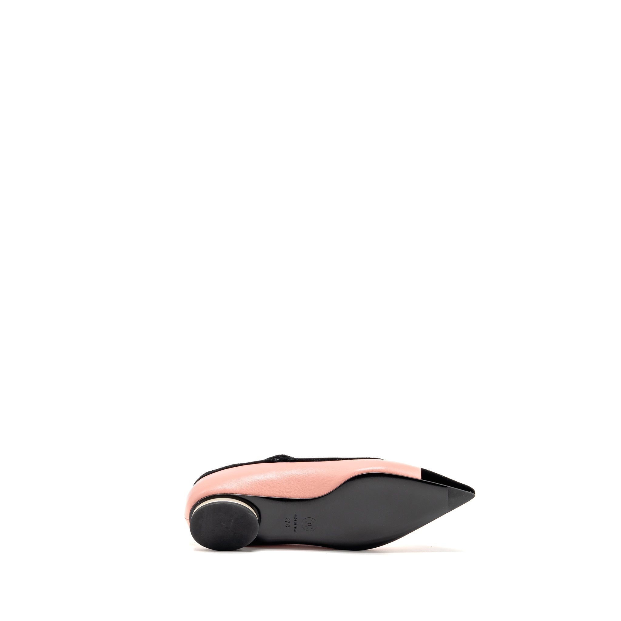 CHANEL MARY JANES LAMBSKIN/VELVET PINK/BLACK LGHW