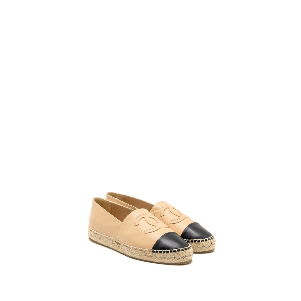 CHANEL ESPADRILLES LAMBSKIN BEIGE/BLACK
