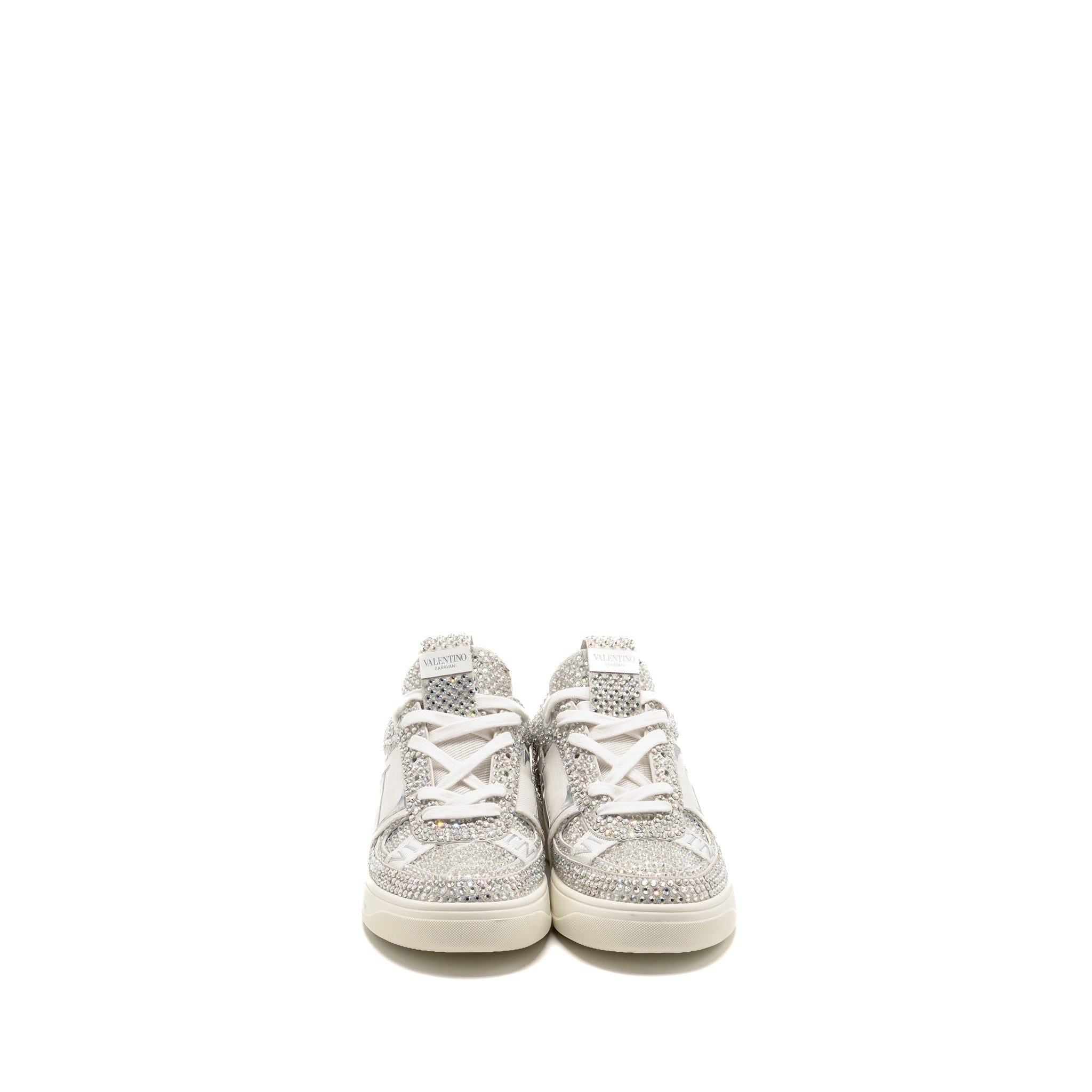 VALENTINO VLTN CRYSTAL-EMBELLISHED SNEAKER CALFSKIN WHITE/SILVER