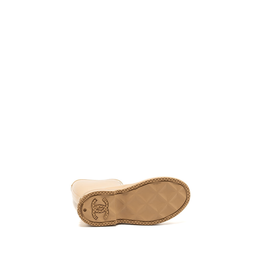 CHANEL WELLINGTON RAIN BOOTS RUBBER BEIGE