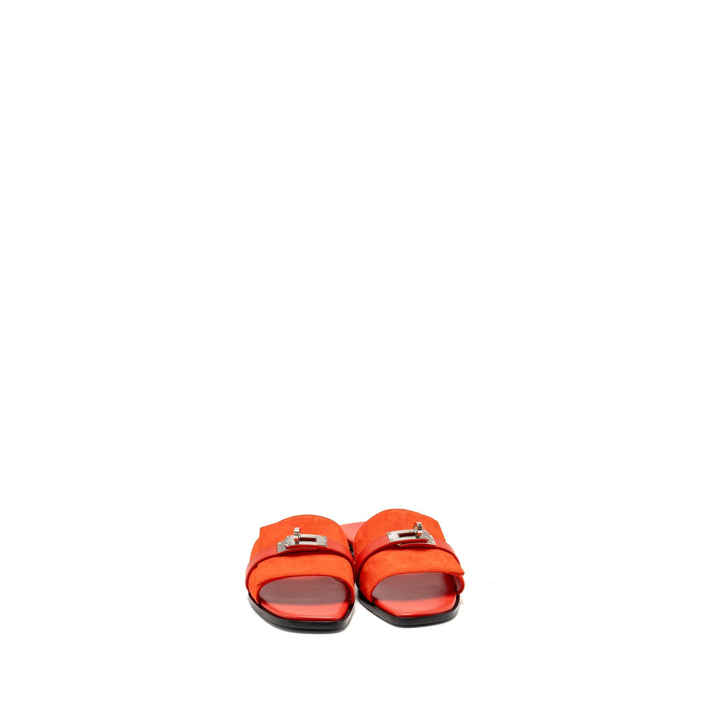HERMES GIULIA SANDALS LEATHER RED SHW