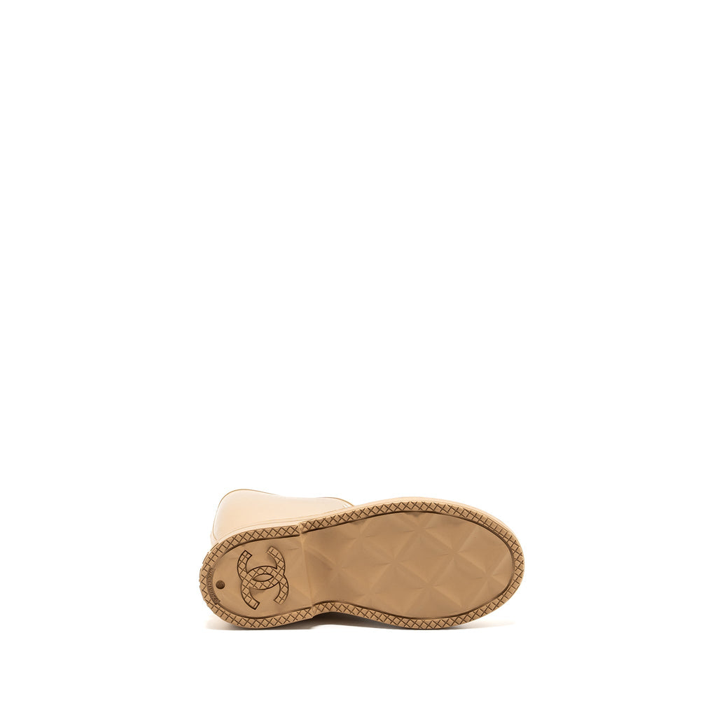 CHANEL WELLINGTON RAIN BOOTS RUBBER BEIGE