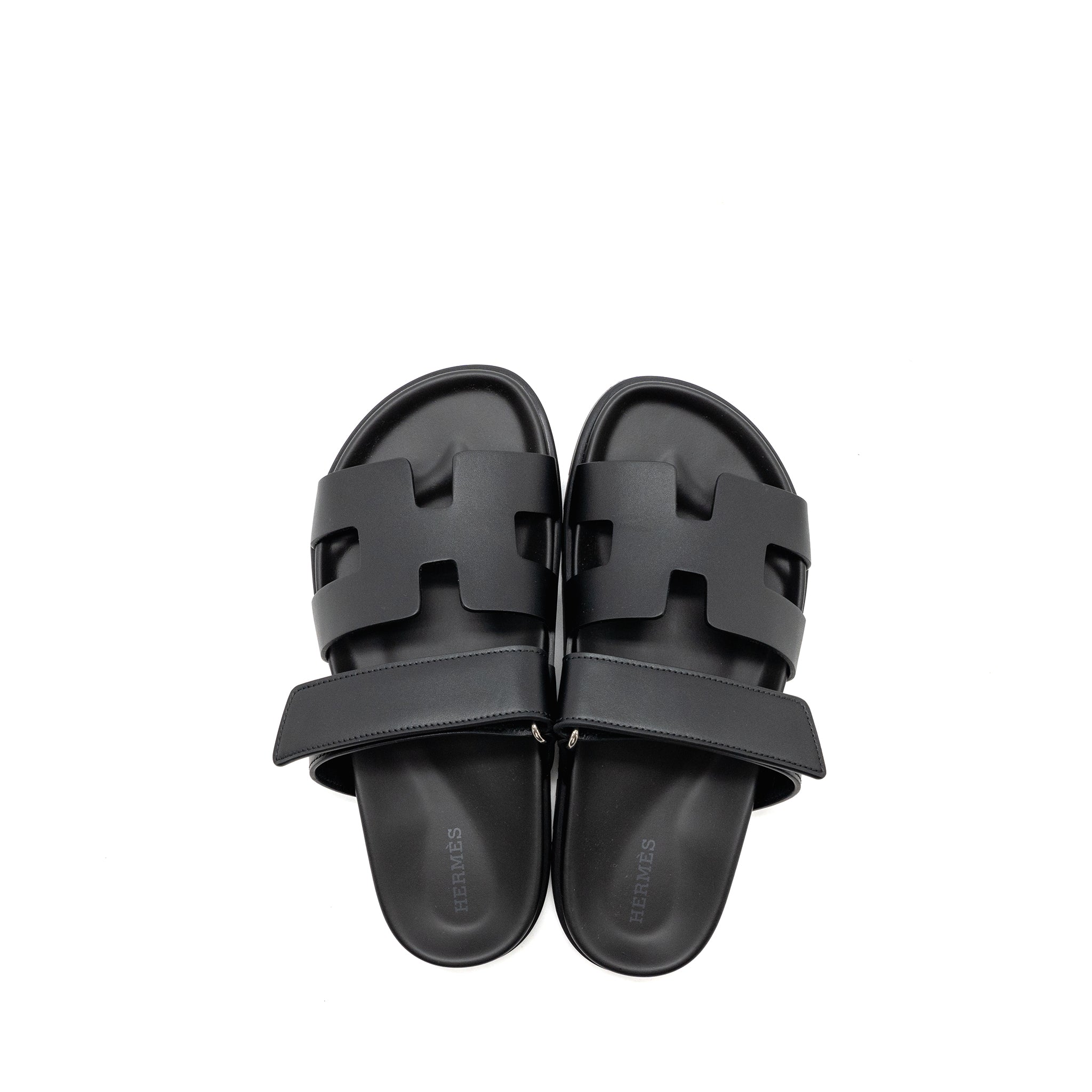 HERMES CHYPRE SANDAL CALFSKIN BLACK